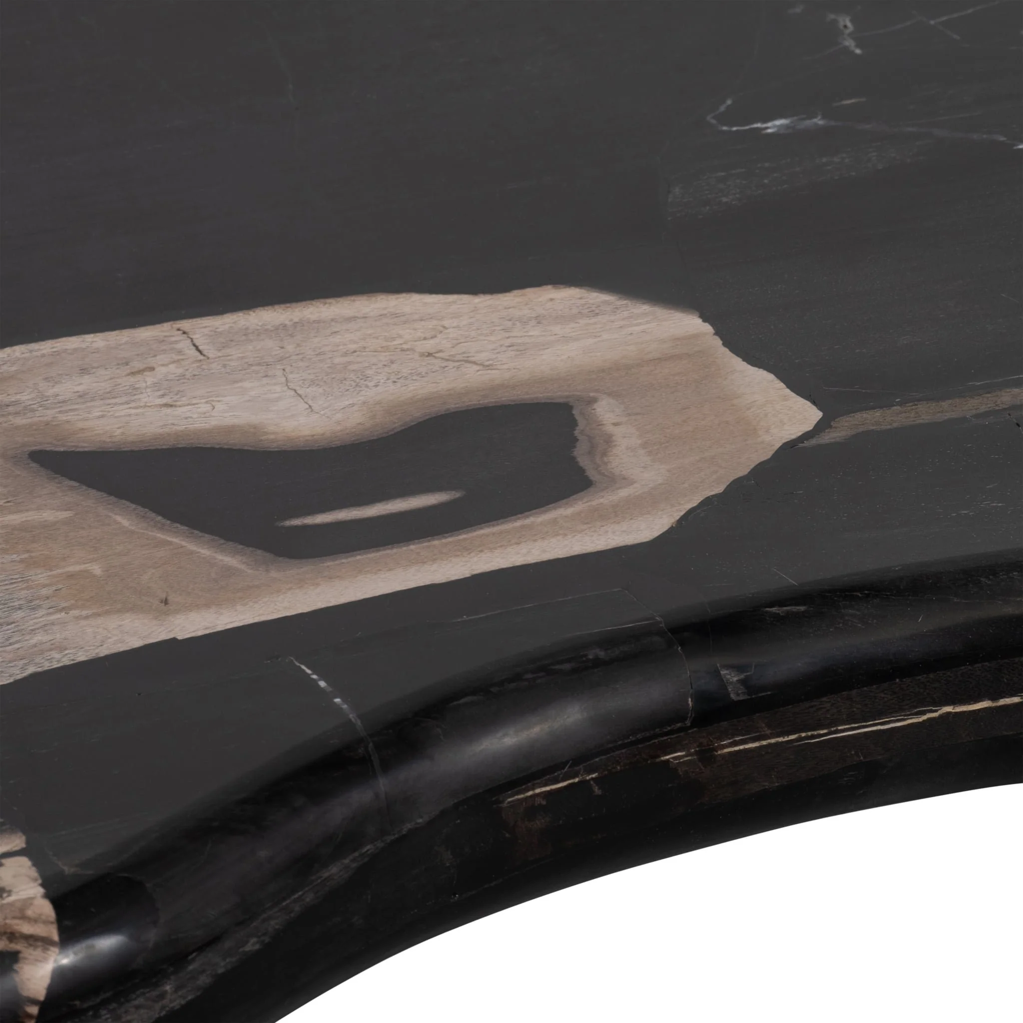 Petrified Wood, 51" Kidney Coffee Table, Black - Image 7