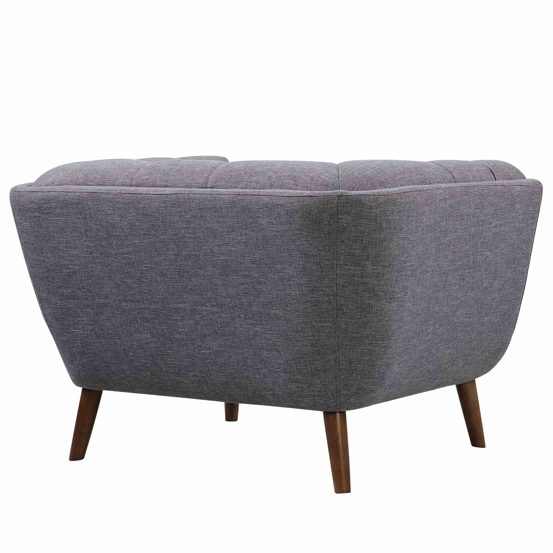 Phantom Mid-Century Modern Chair in Dark Gray Linen and Walnut Legs - Image 3