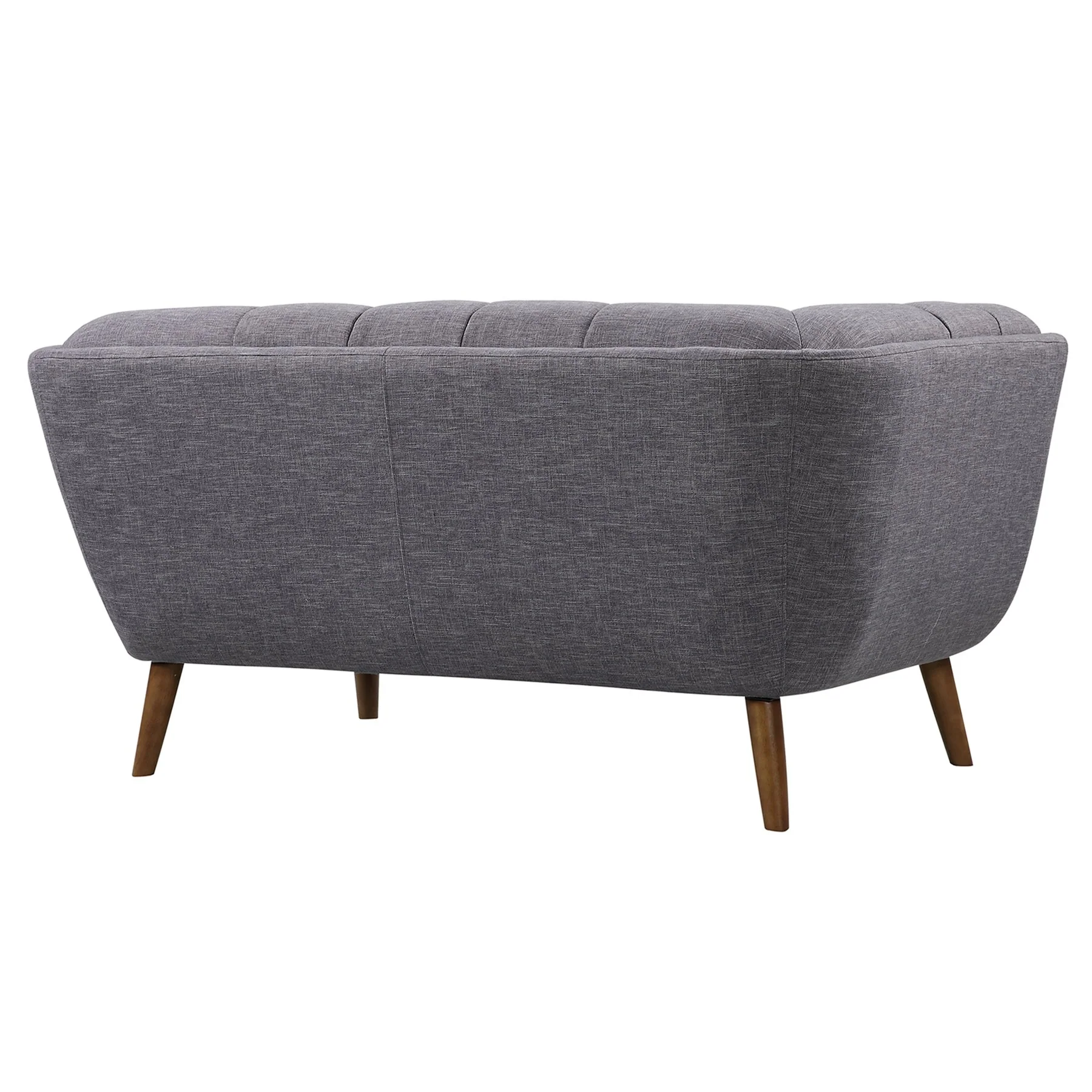 Phantom Mid-Century Modern Loveseat in Dark Gray Linen and Walnut Legs - Image 3