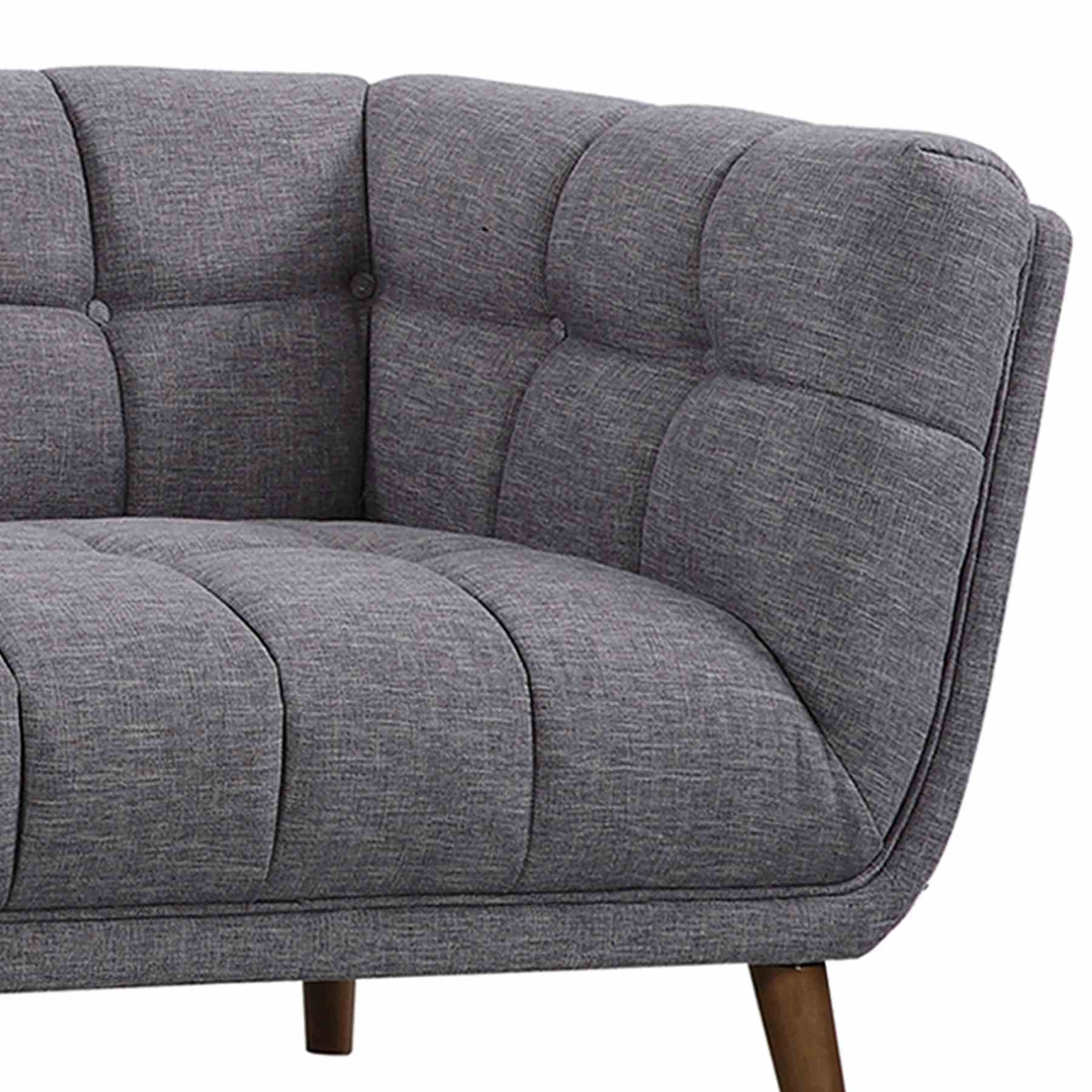 Phantom Mid-Century Modern Sofa in Dark Gray Linen and Walnut Legs - Image 4