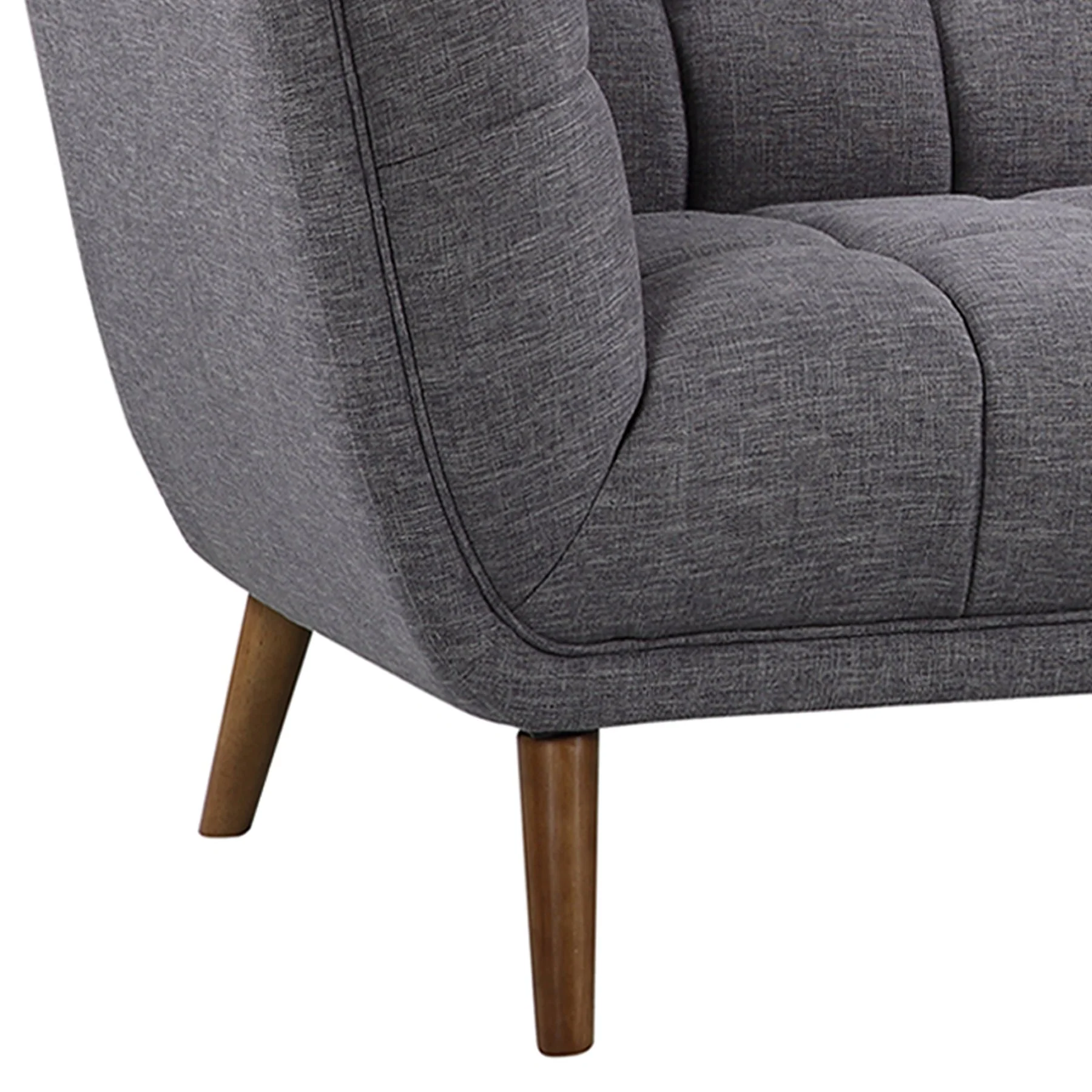 Phantom Mid-Century Modern Sofa in Dark Gray Linen and Walnut Legs - Image 5