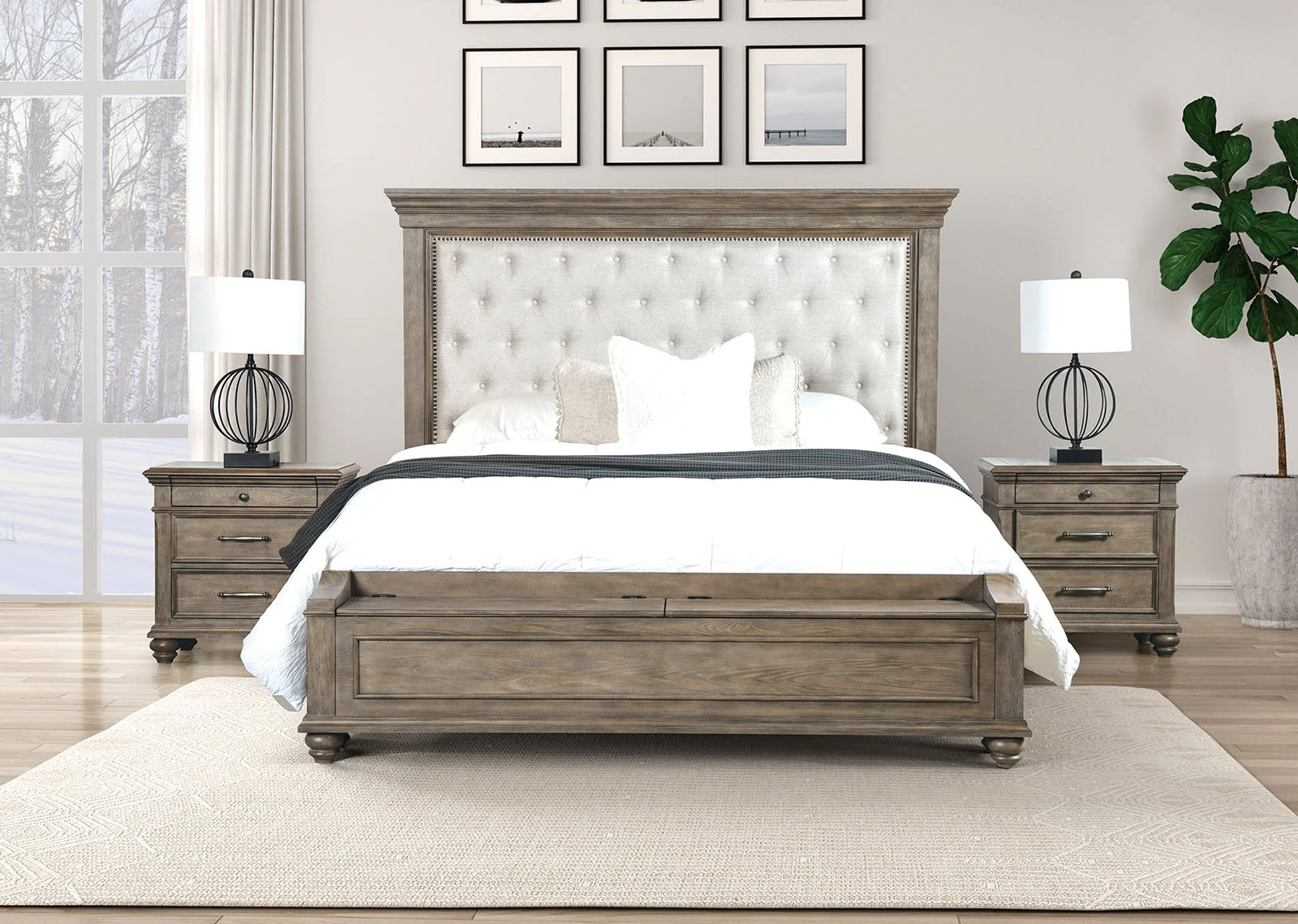 Philomath Queen Bed, Aged Oak - Image 3