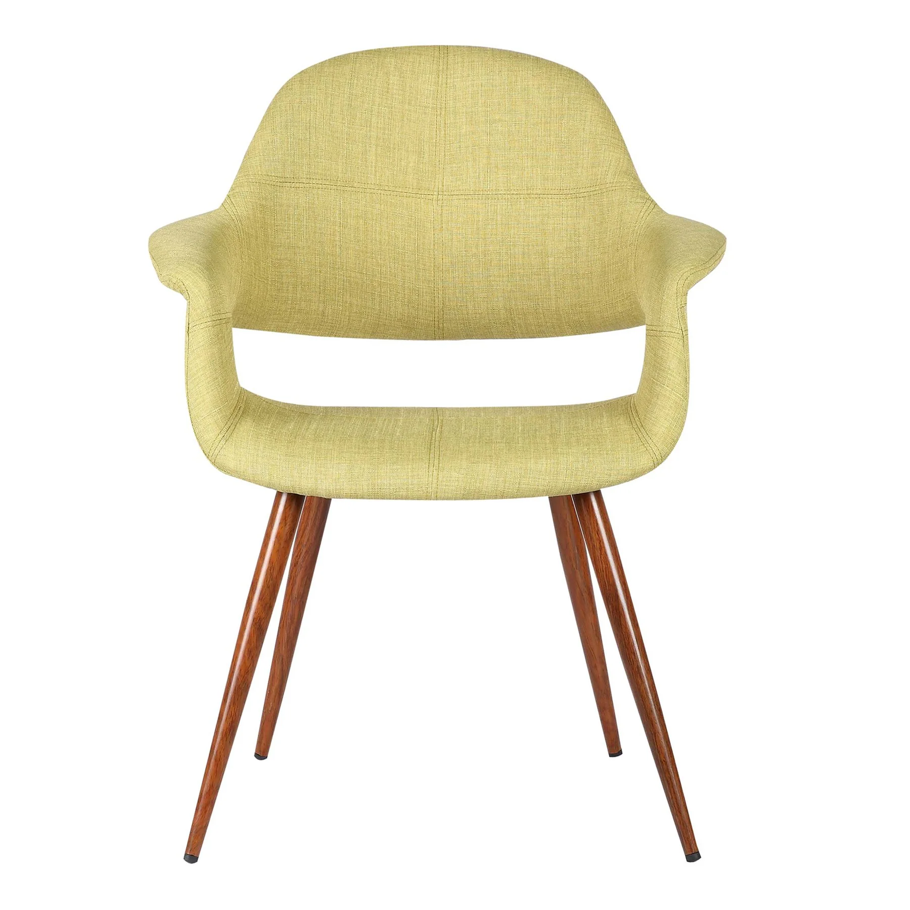 Phoebe Mid-Century Dining Chair in Walnut Finish and Green Fabric - Image 2