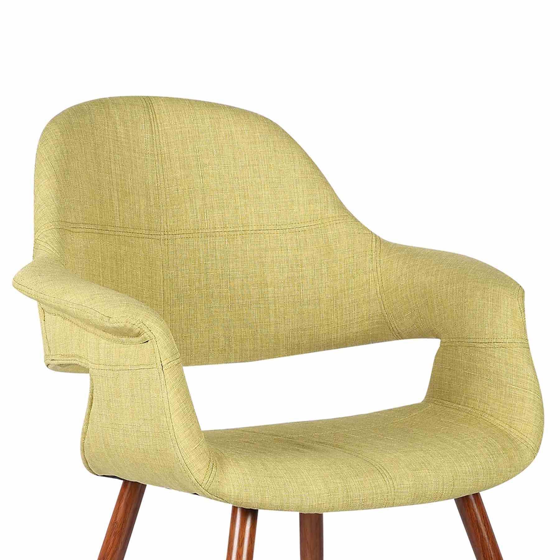 Phoebe Mid-Century Dining Chair in Walnut Finish and Green Fabric - Image 5