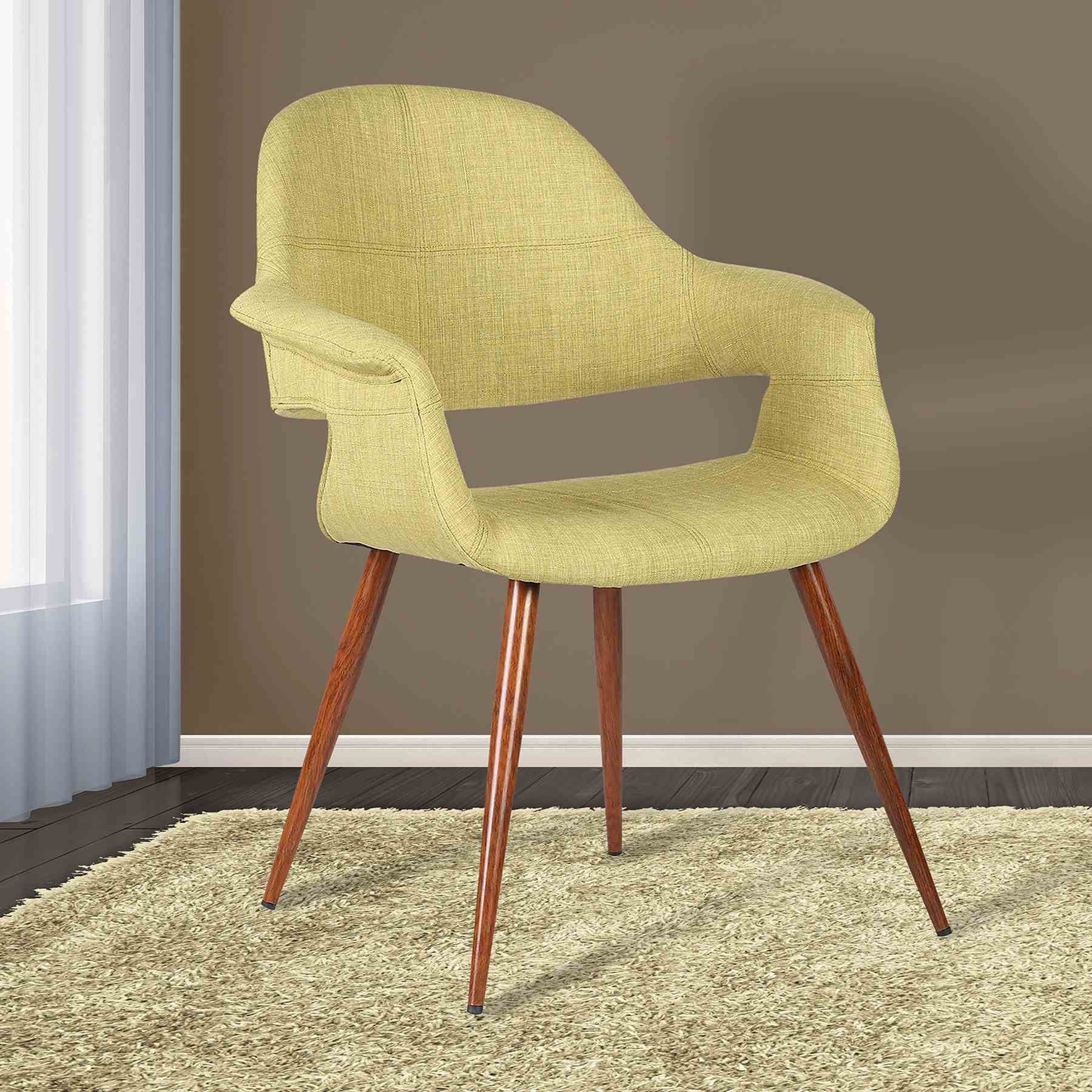 Phoebe Mid-Century Dining Chair in Walnut Finish and Green Fabric - Image 8