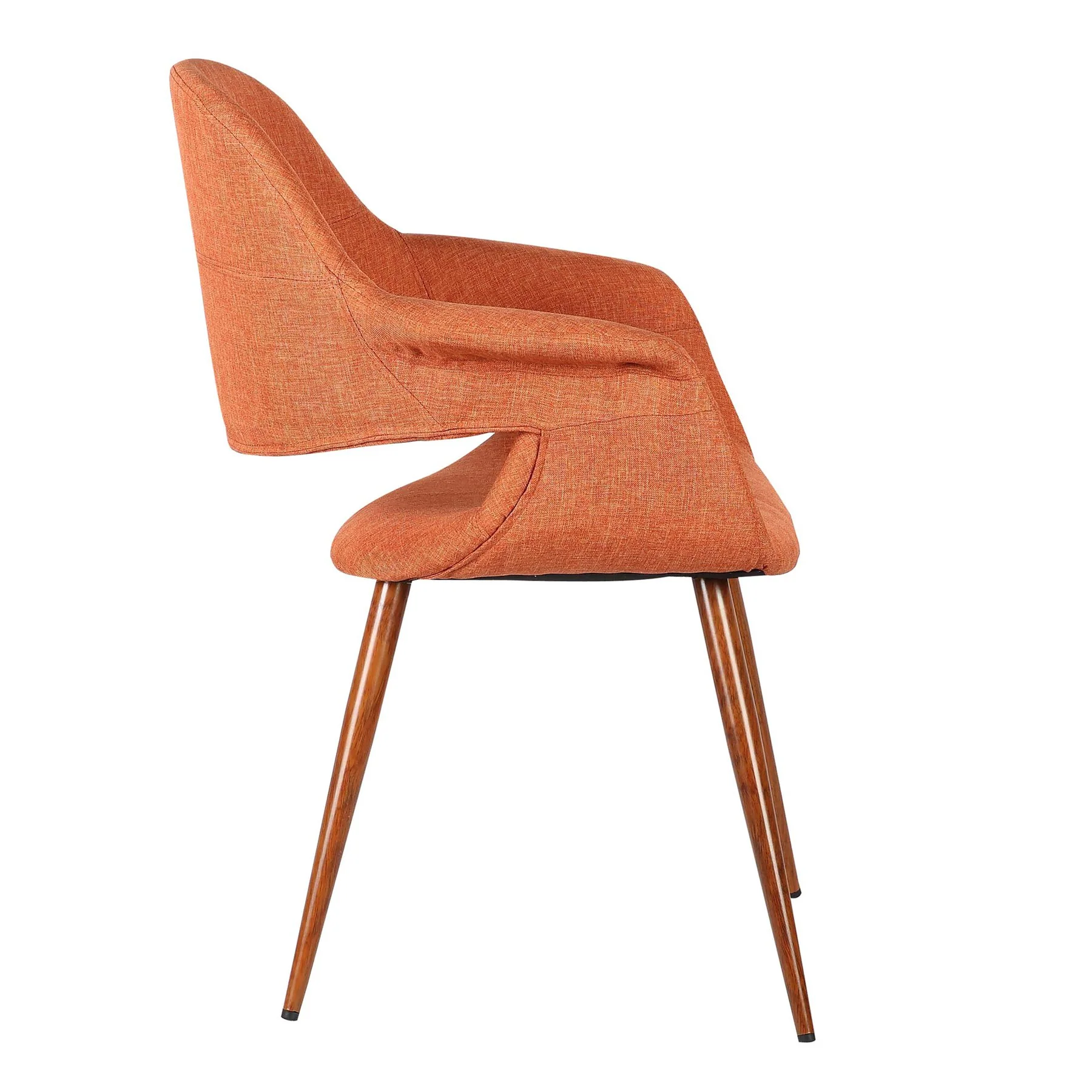 Phoebe Mid-Century Dining Chair in Walnut Finish and Orange Fabric - Image 3