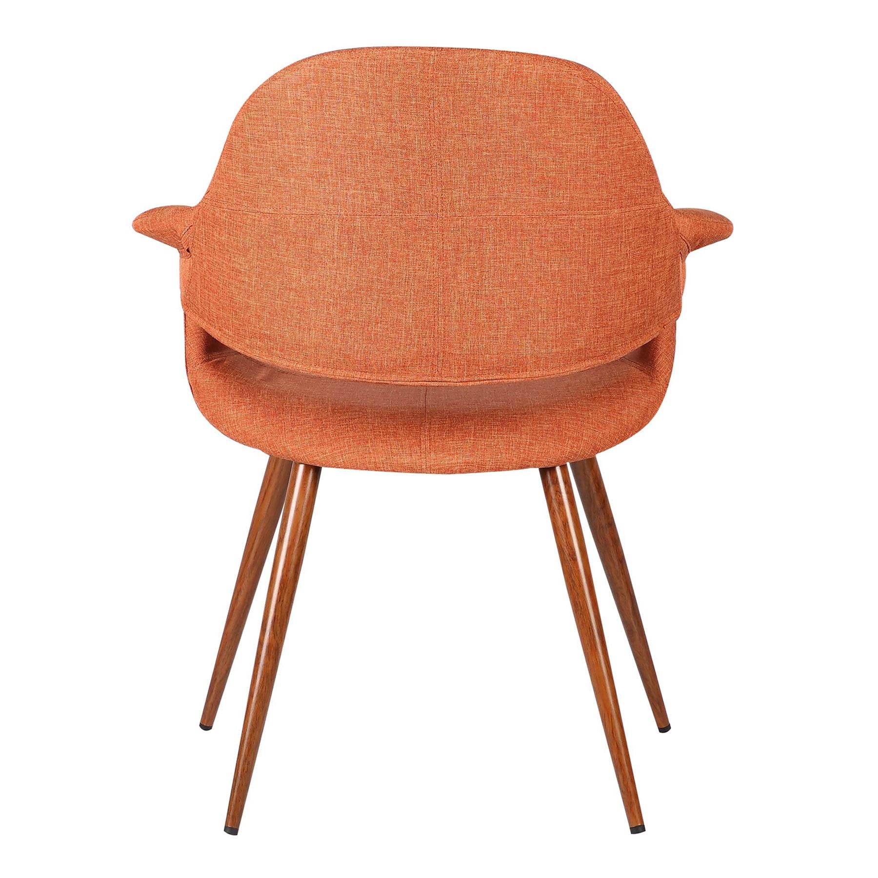 Phoebe Mid-Century Dining Chair in Walnut Finish and Orange Fabric - Image 4