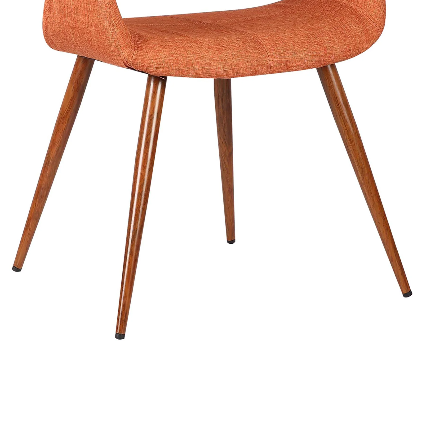 Phoebe Mid-Century Dining Chair in Walnut Finish and Orange Fabric - Image 7