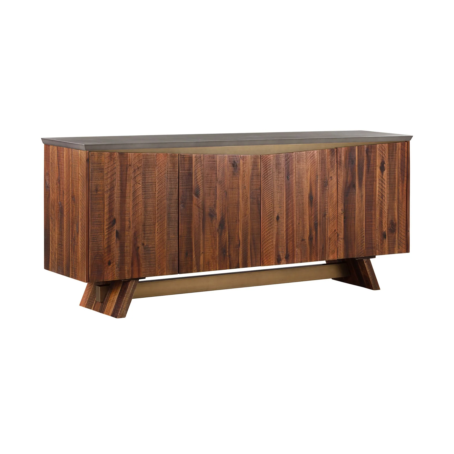 Picadilly 4 Door Sideboard Buffet in Acacia Wood and Concrete - Image 2