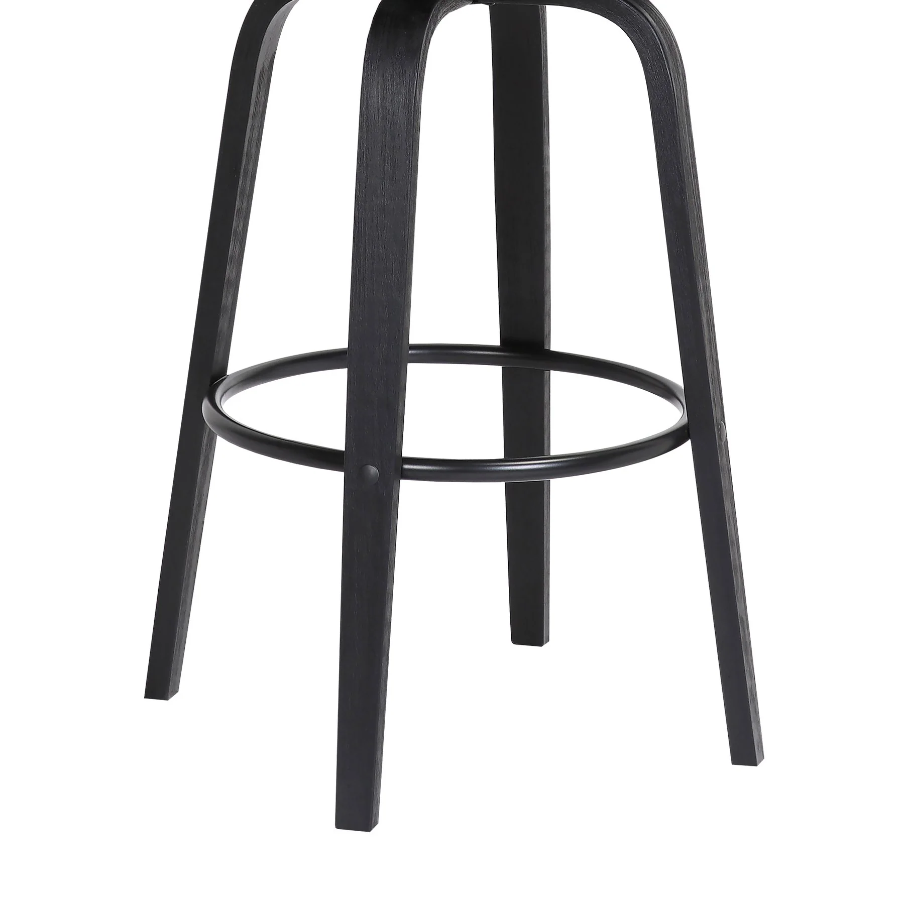 Pico 26" Swivel Black Wood Counter Stool in Light Gray Fabric with Black Metal - Image 8