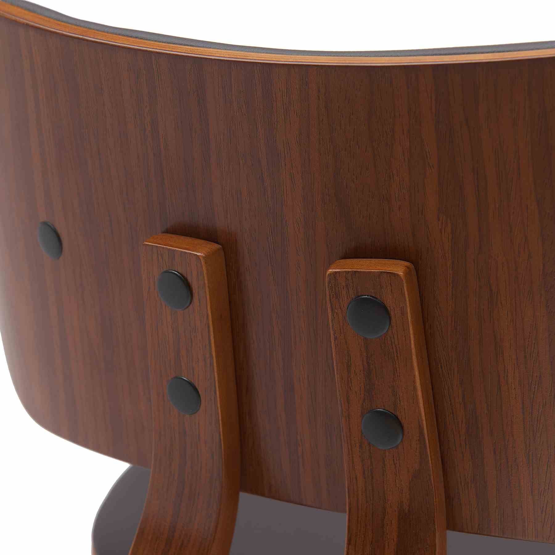 Pico 26" Swivel Walnut Wood Counter Stool in Brown Faux Leather with Chrome - Image 6