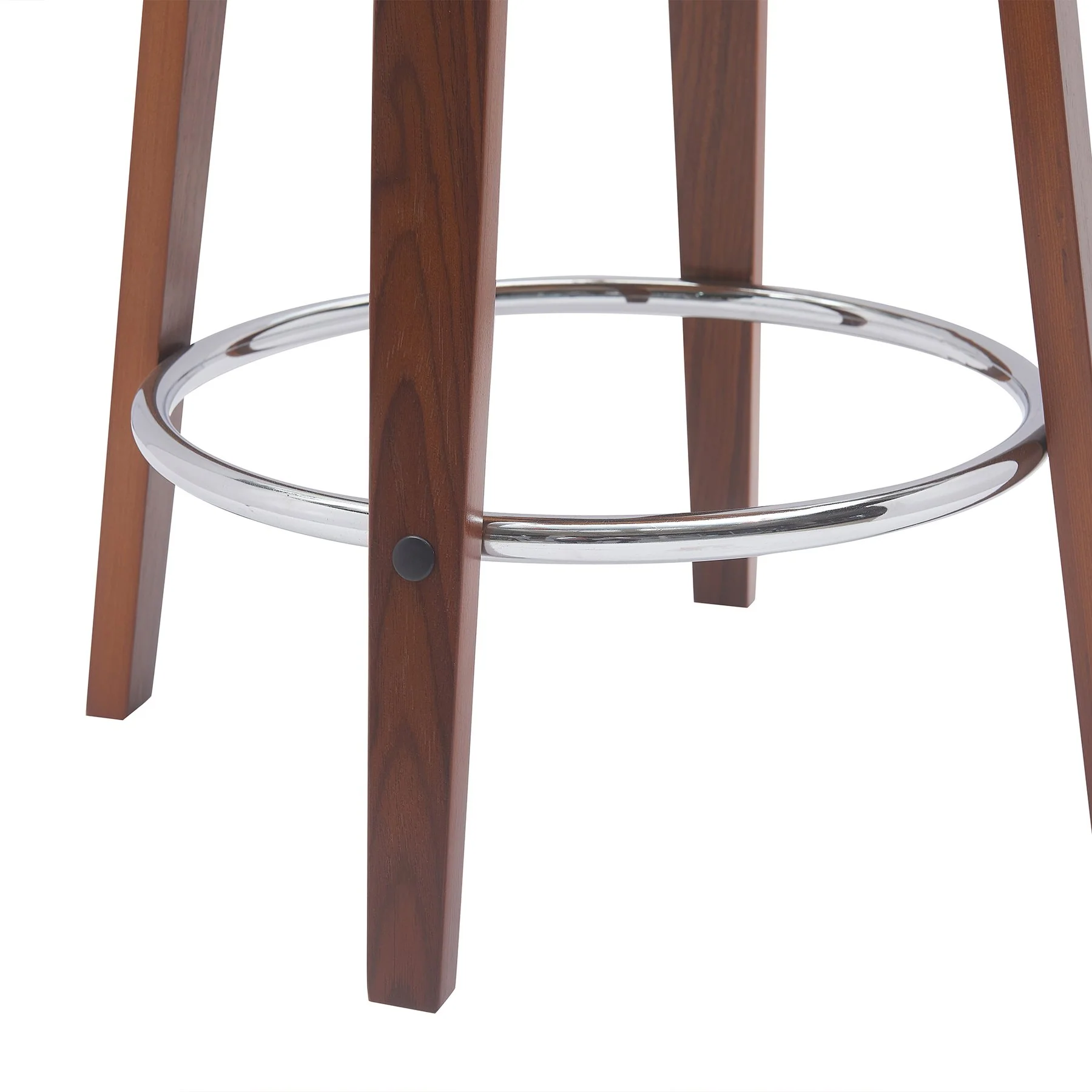 Pico 26" Swivel Walnut Wood Counter Stool in Brown Faux Leather with Chrome - Image 7