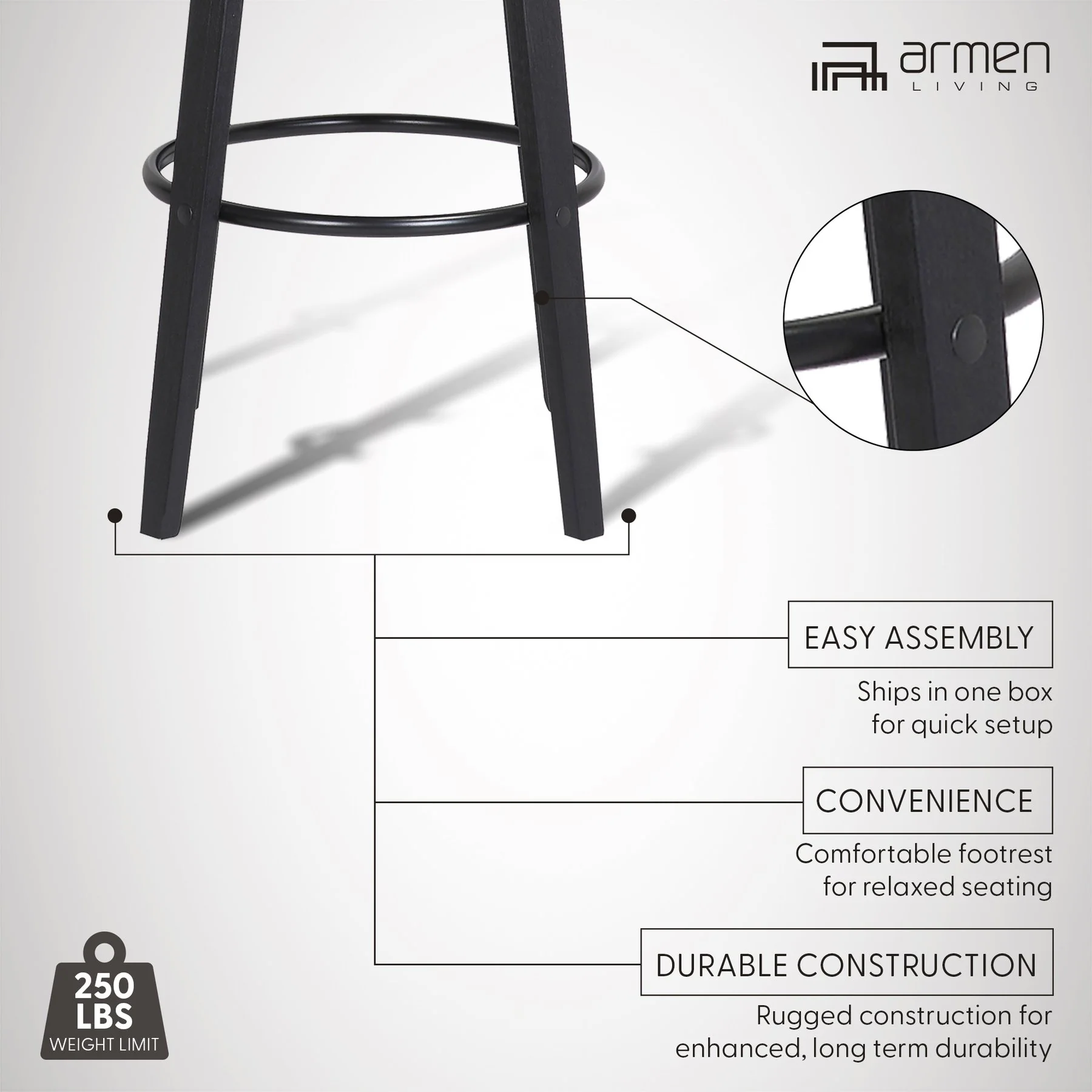 Pico 30" Swivel Black Wood Bar Stool in Gray Faux Leather with Black Metal - Image 12