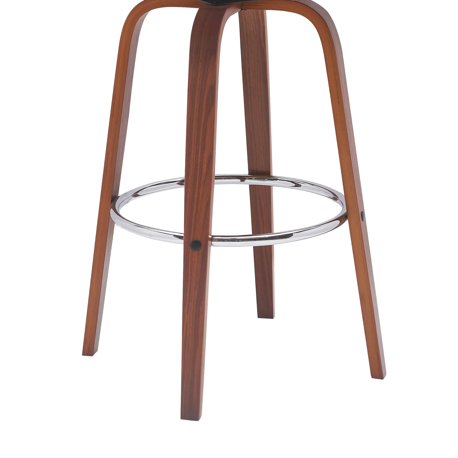 Pico 30" Swivel Walnut Wood Bar Stool in Gray Faux Leather with Chrome - Image 7