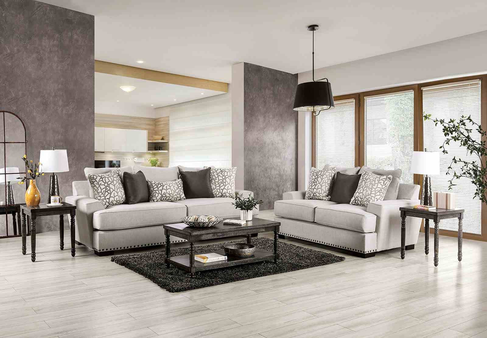Picotee Loveseat, Light Gray/Black - Image 2