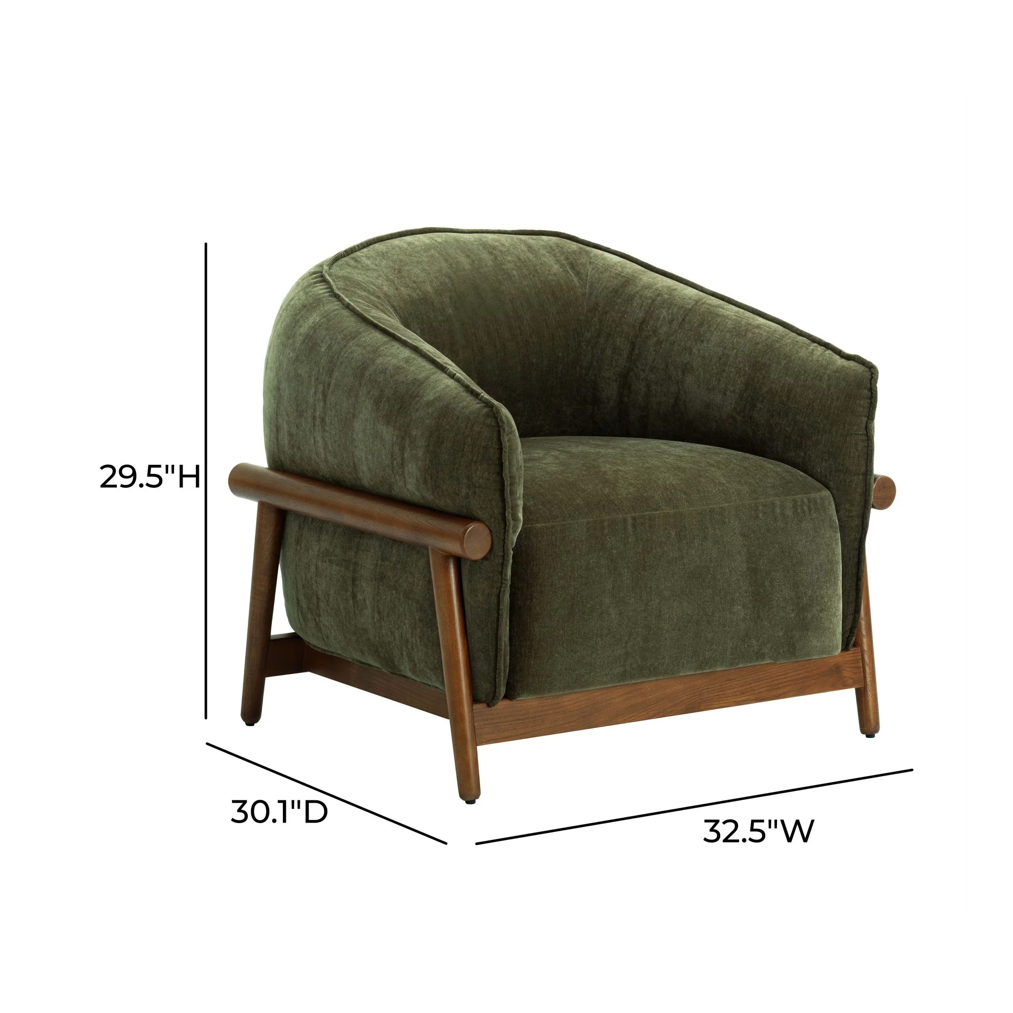 Piedmont Upcycled Chenille Olive Green Accent Chair - Image 7