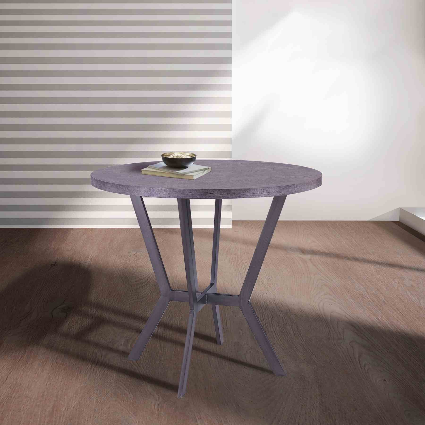 Pike Contemporary Bar Table in Mineral Finish and Gray Walnut Top - Image 4