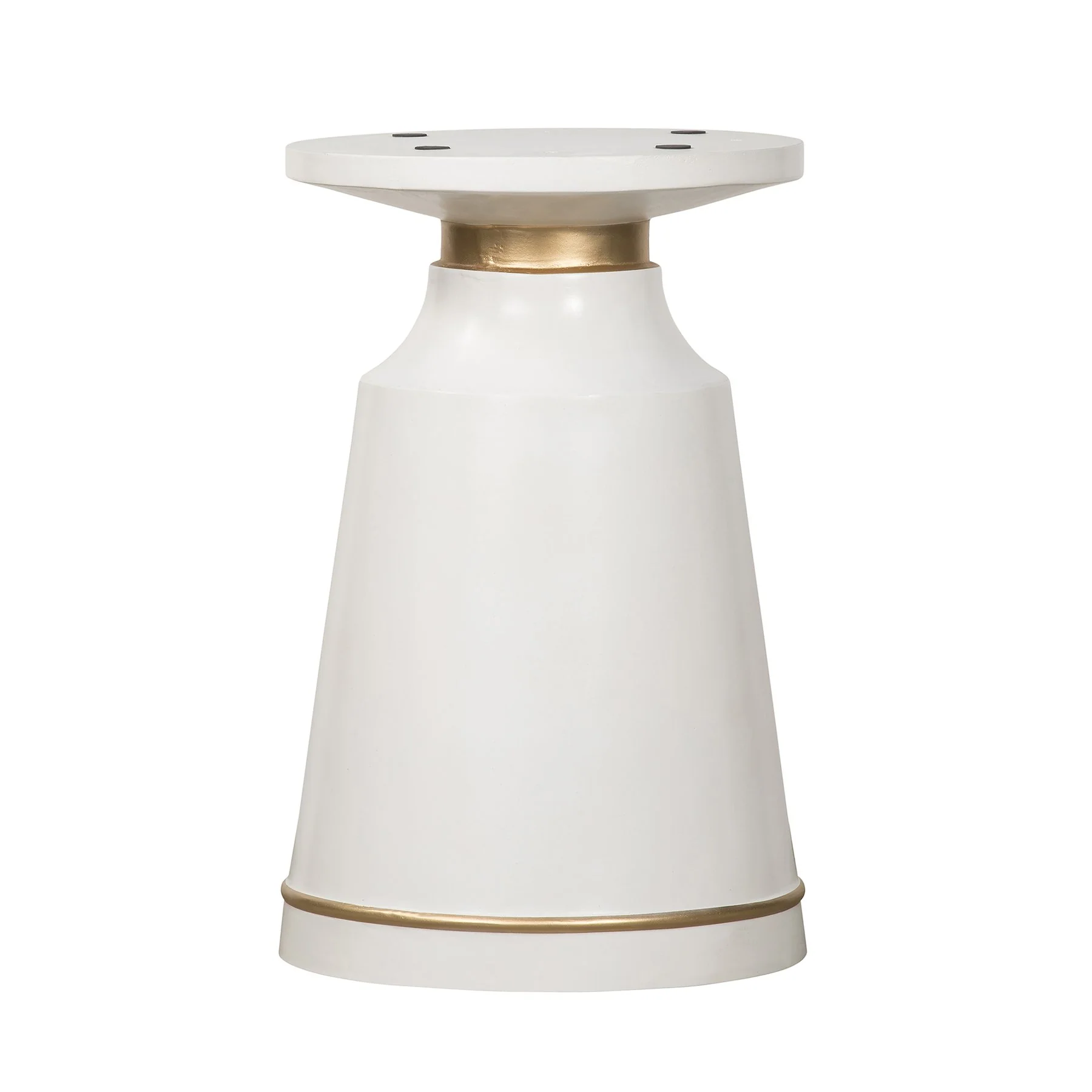 Pinni White Concrete Round Dining Table with Bronze Painted Accent - Image 2