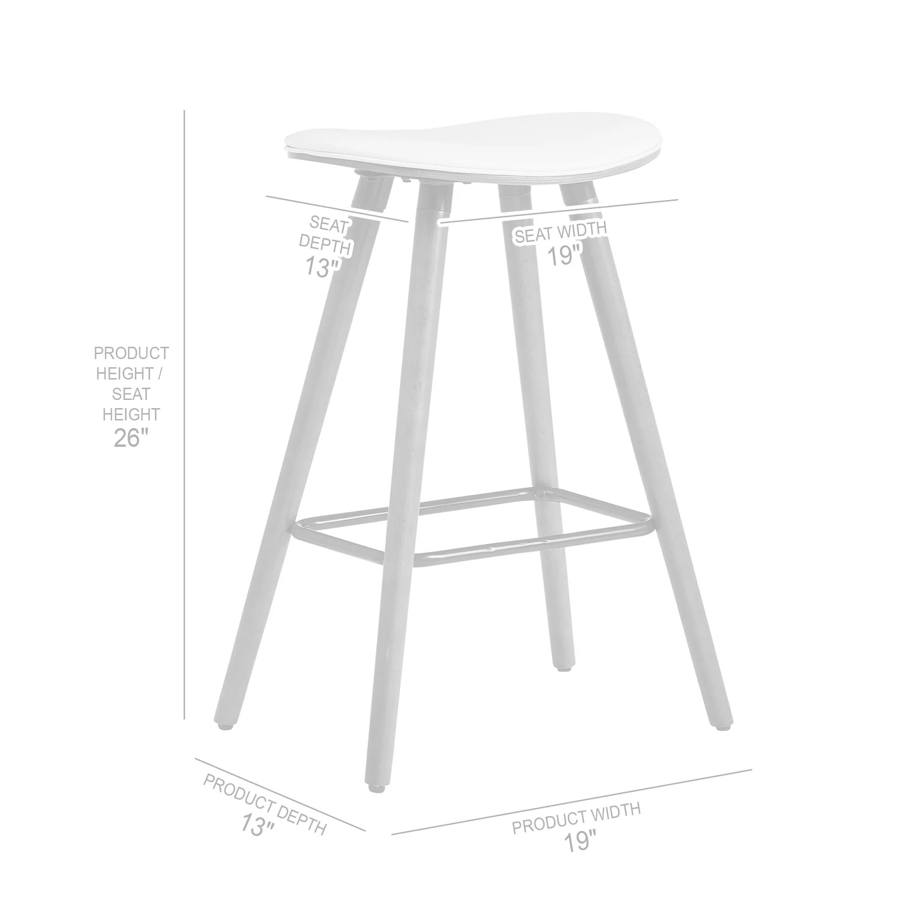Piper 26" Counter Height Backless Bar Stool in Brown Faux Leather and Walnut Wood - Image 6