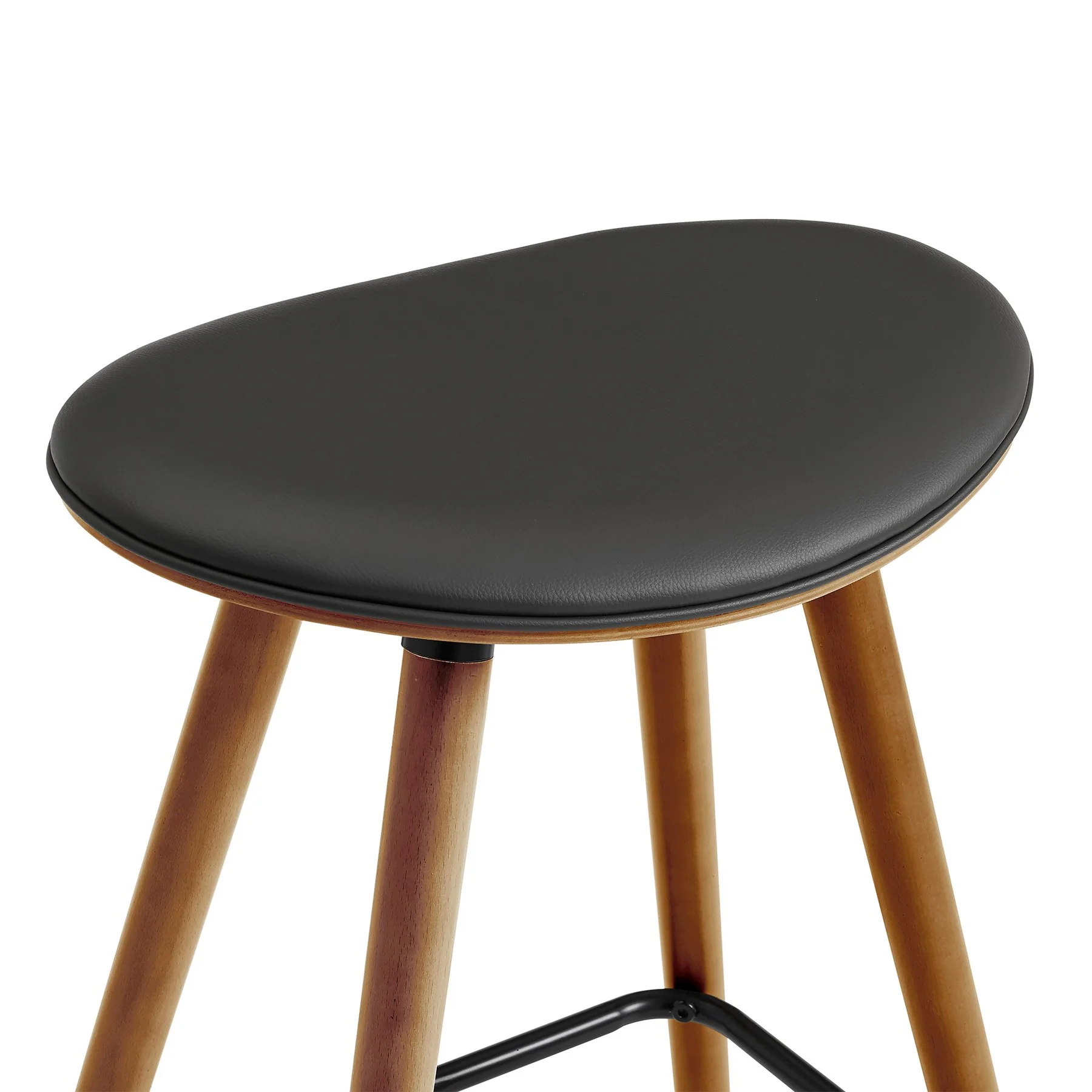 Piper 26" Counter Height Backless Bar Stool in Gray Faux Leather and Walnut Wood - Image 4