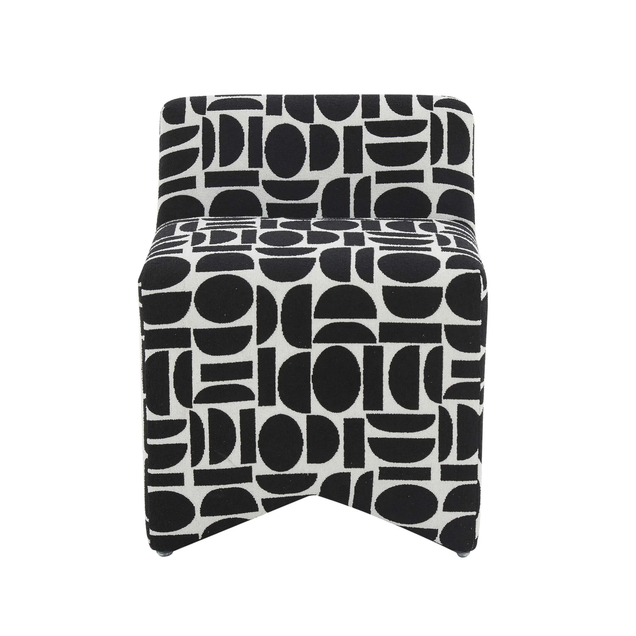 Pippa Black Geometric Jacquard Weave Stool - Image 3