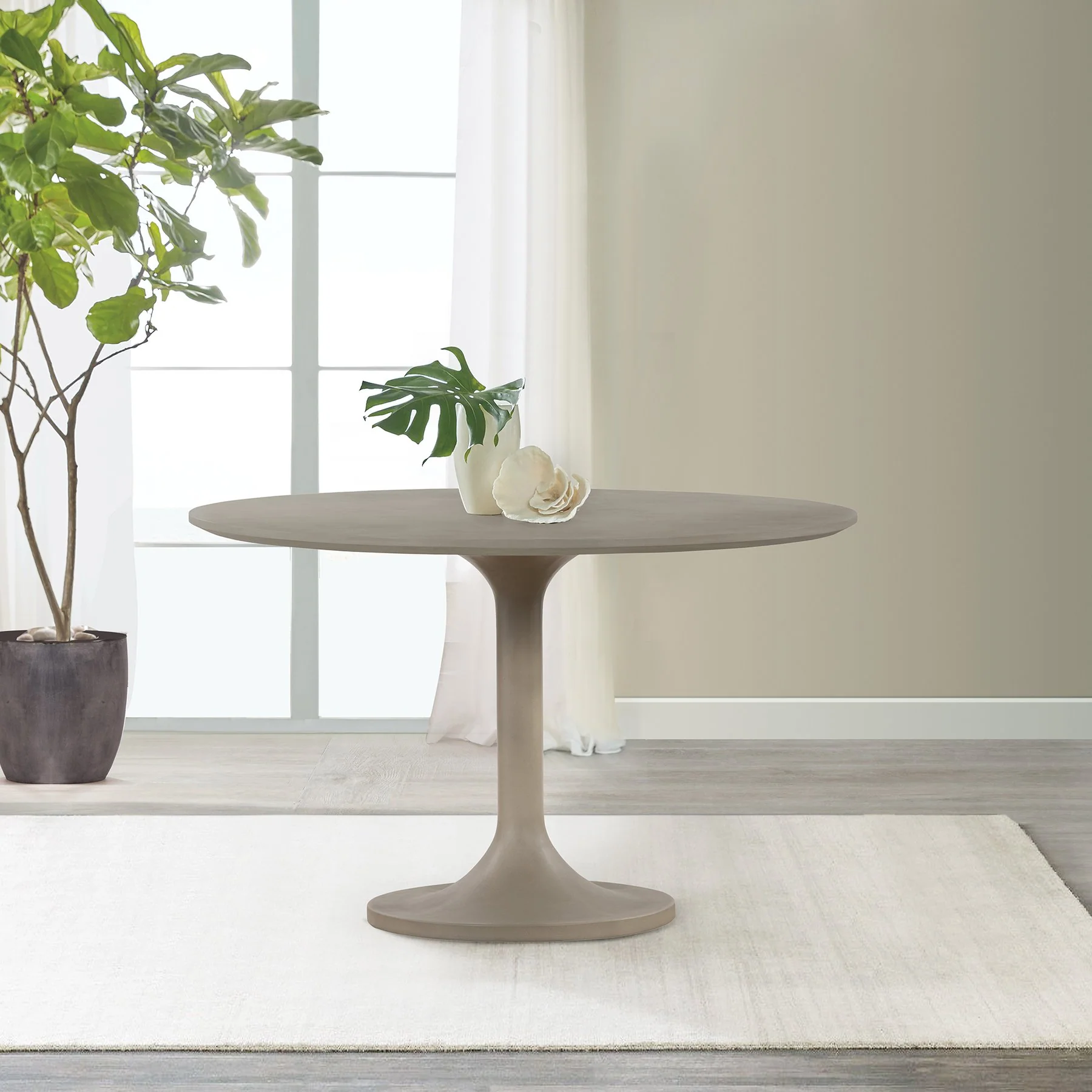 Pippa Concrete and Metal Tulip Round Dining Table - Image 6