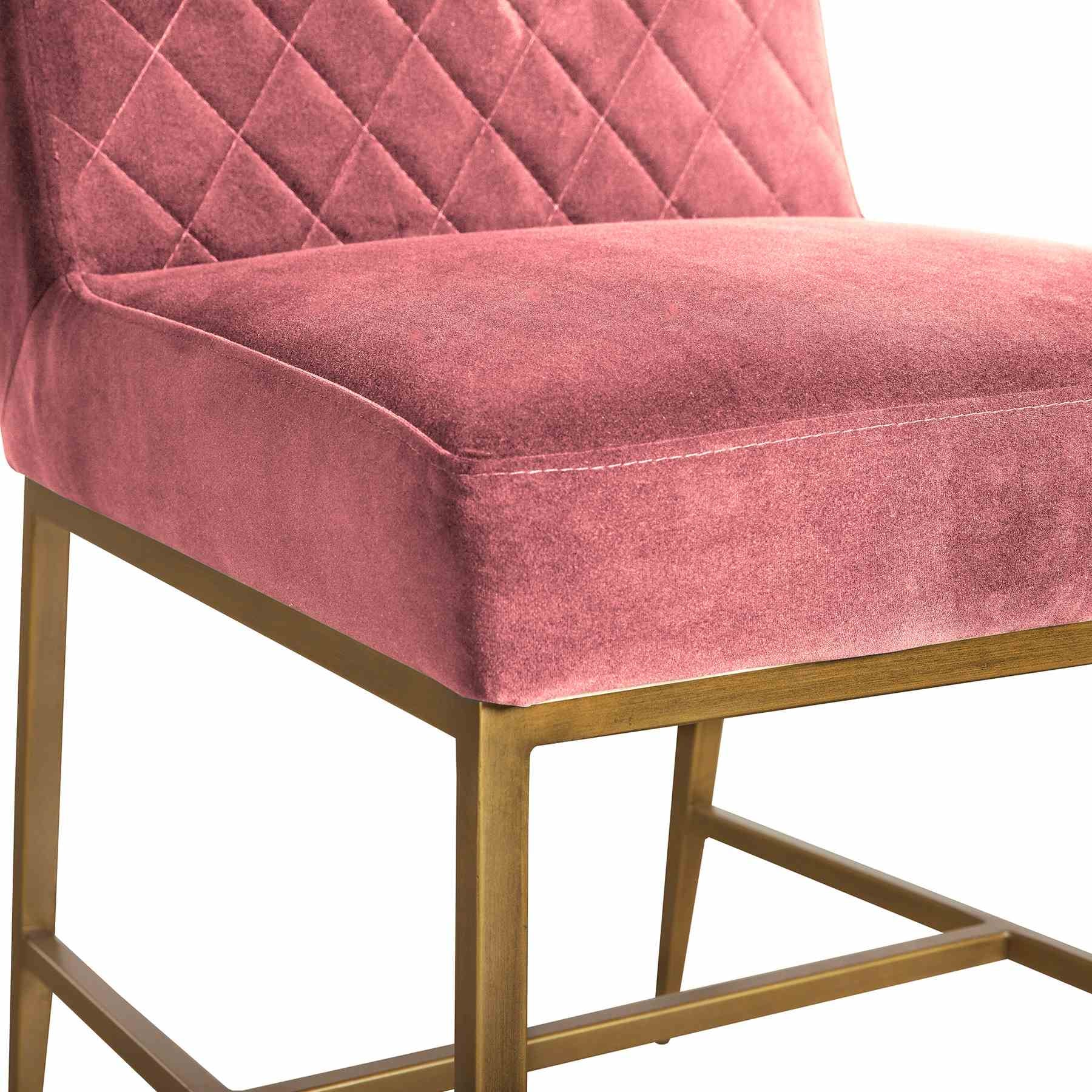 Pirate and Memphis 5 Piece Modern Dining Set in Brown Acacia Wood and Pink Velvet Fabric - Image 6