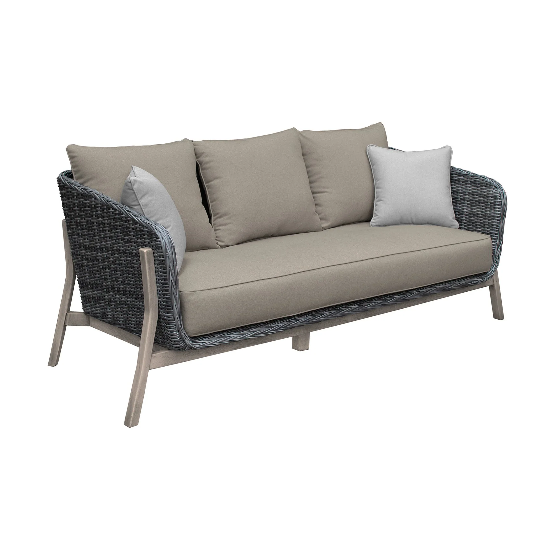 Pismo 5-Piece Outdoor Patio Furniture Set in Acacia Wood and Wicker with Taupe Cushions - Image 3