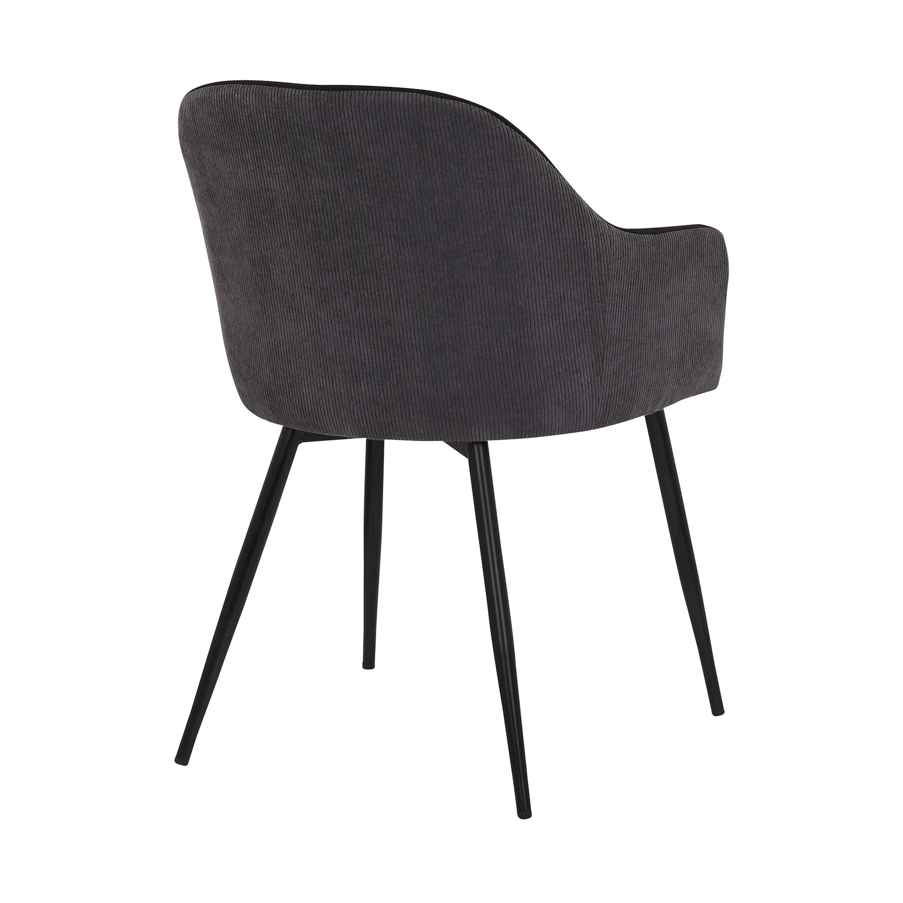 Pixie Black and Dark Gray Fabric Dining Room Chair with Black Metal Legs - Image 4
