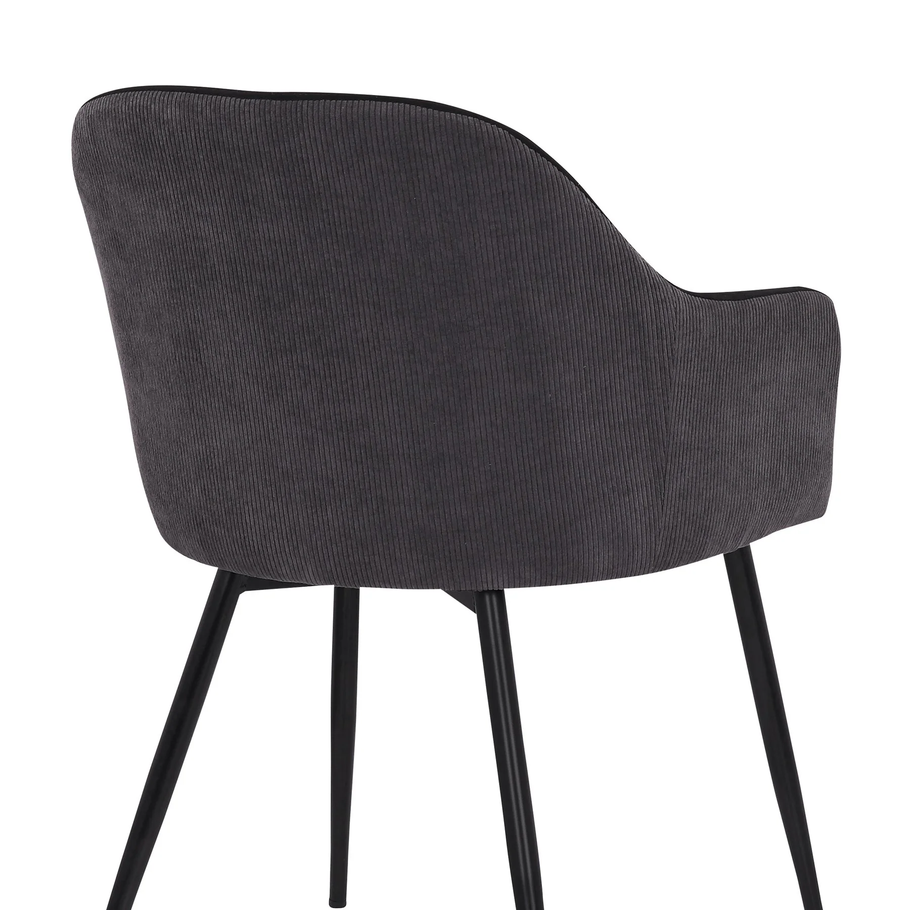Pixie Black and Dark Gray Fabric Dining Room Chair with Black Metal Legs - Image 7