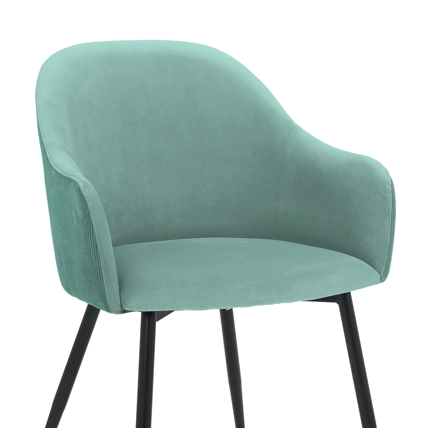 Pixie Two Tone Teal Fabric Dining Room Chair with Black Metal Legs - Image 6