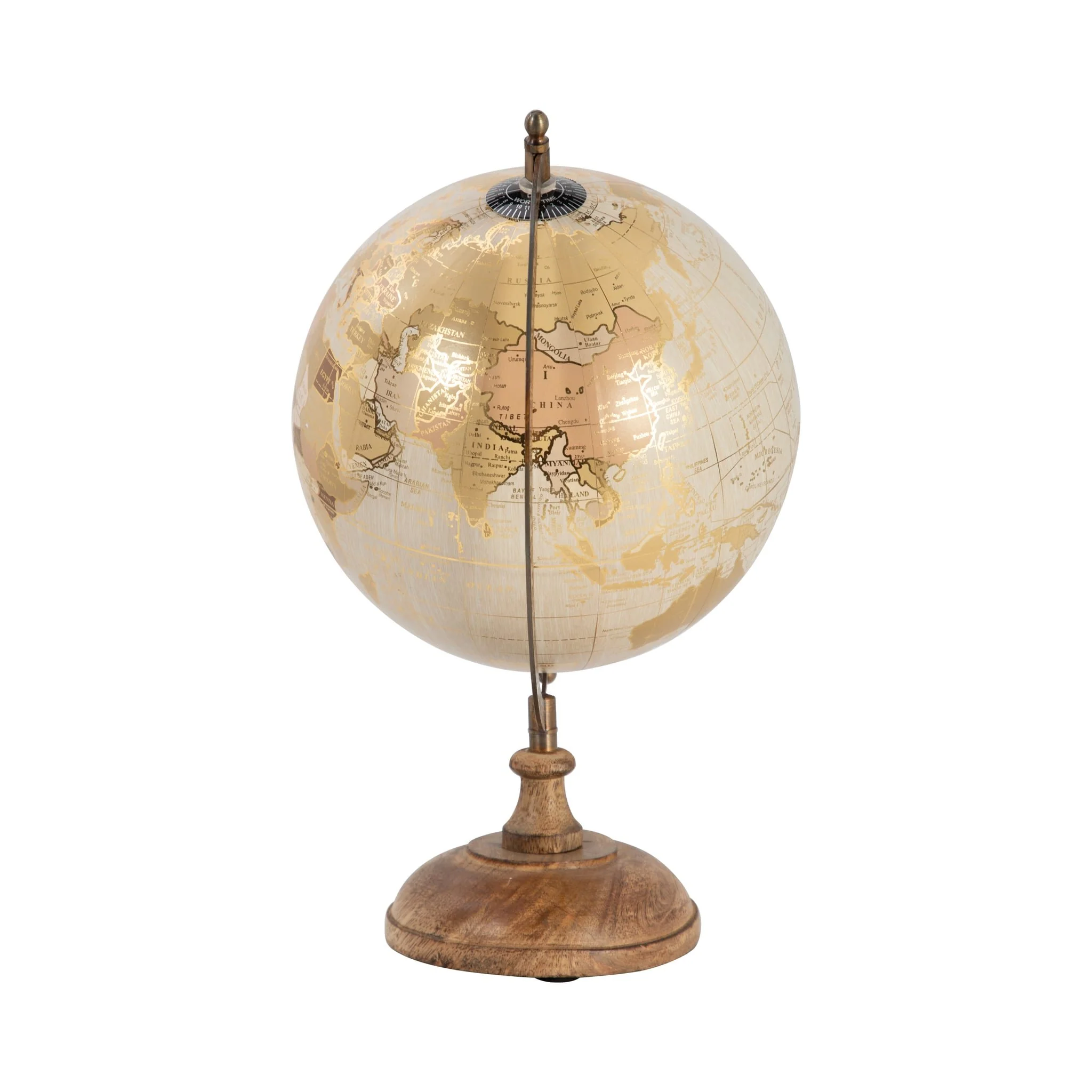 Plastic, 13" Decorative Globe, Gold - Image 4