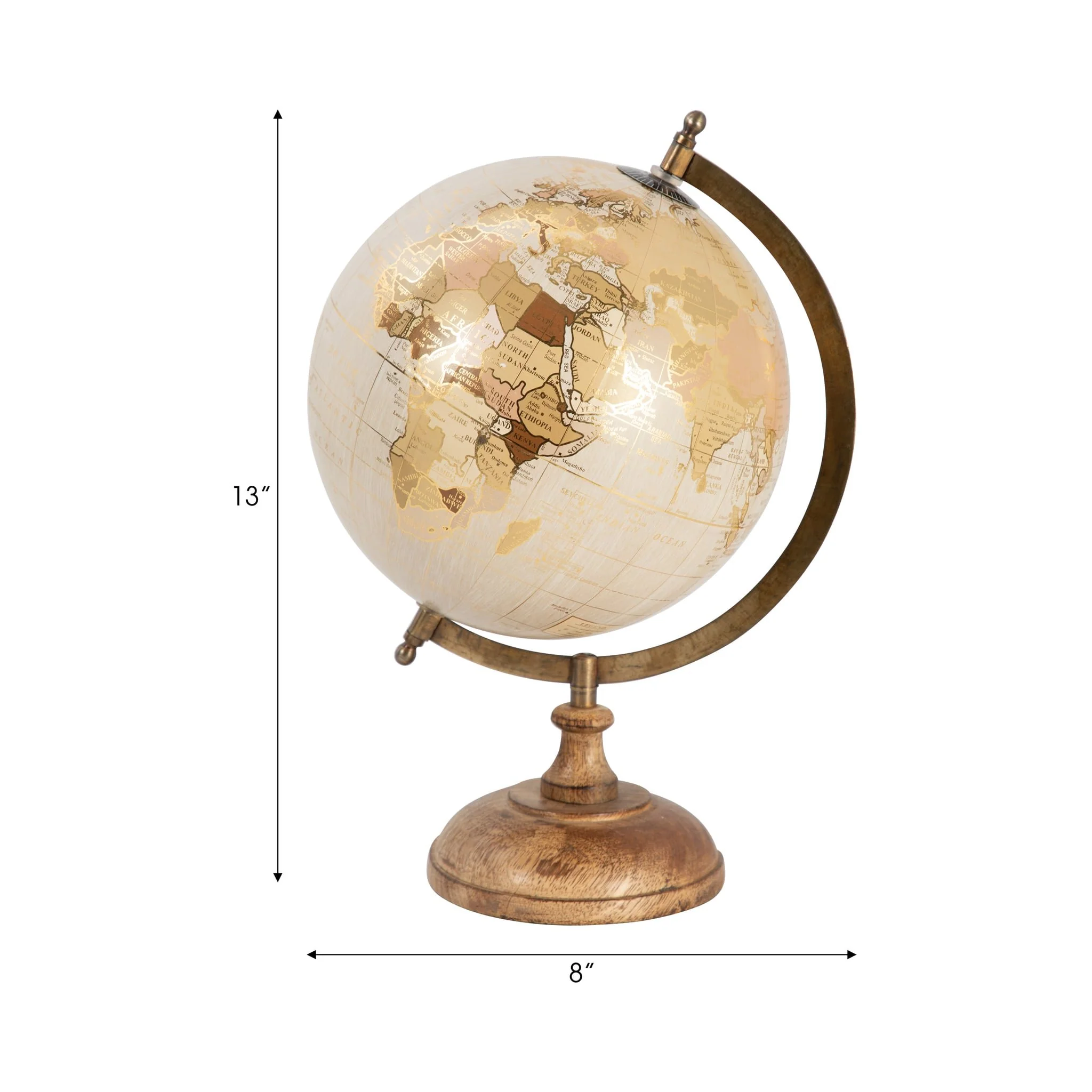 Plastic, 13" Decorative Globe, Gold - Image 9