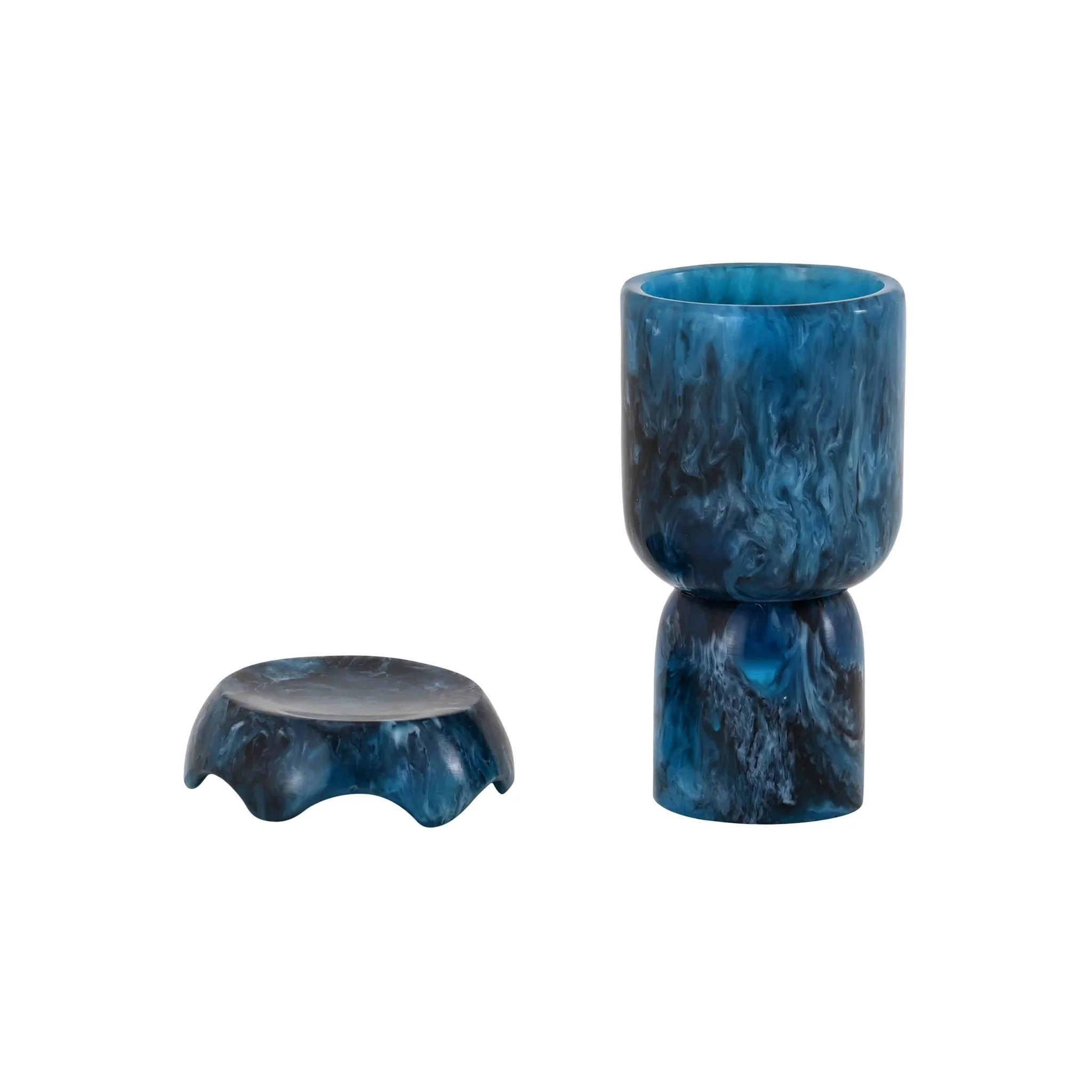 Platform Blue Swirl Resin Kiddush Cup - Image 3
