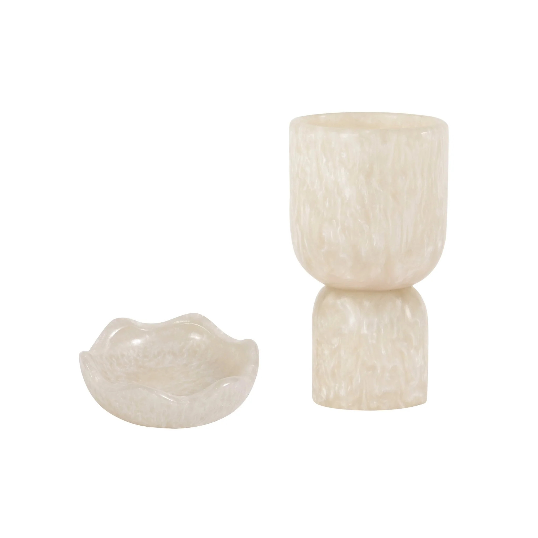 Platform Tan Swirl Resin Kiddush Cup - Image 2