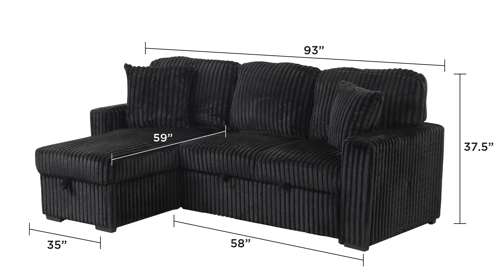 Plush Sectional Black - Image 2