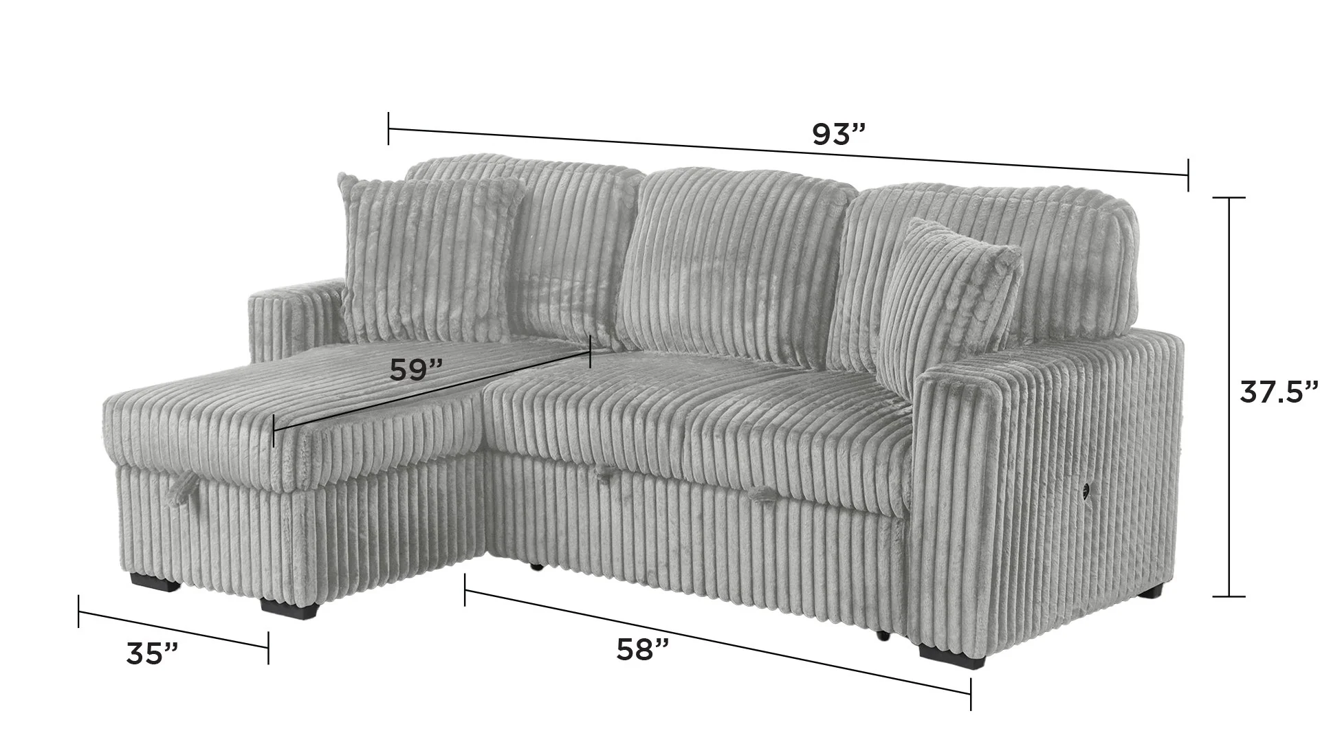 Plush Sectional Gray - Image 2