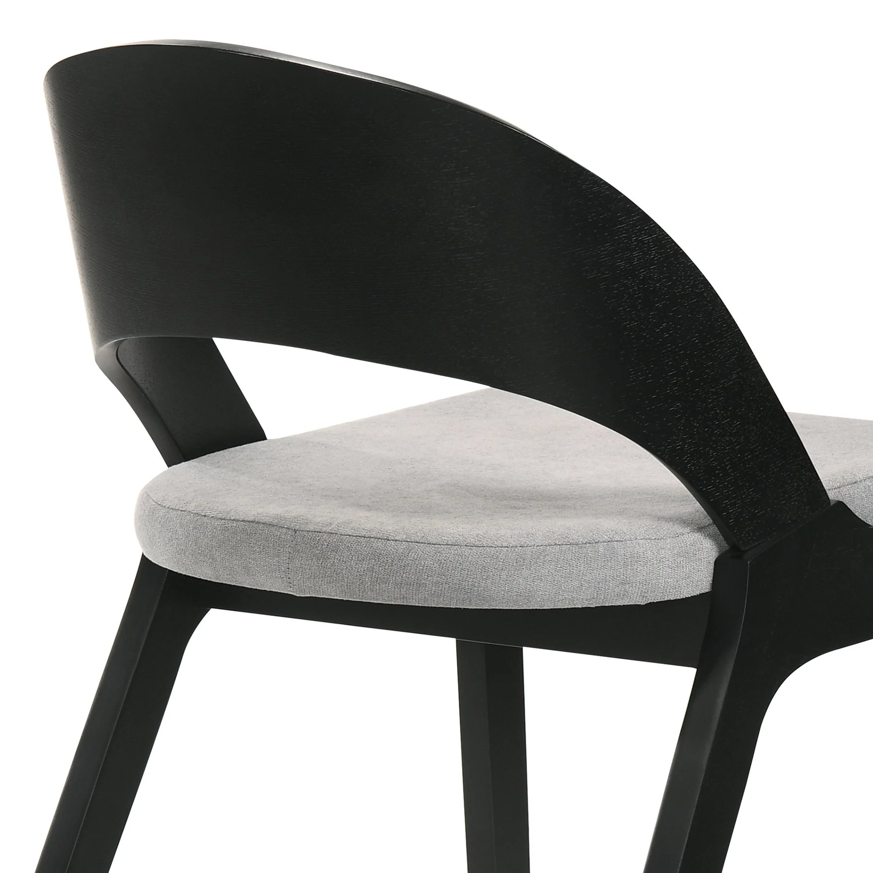 Polly Mid-Century Gray Upholstered Dining Chairs in Black Finish - Set of 2 - Image 6