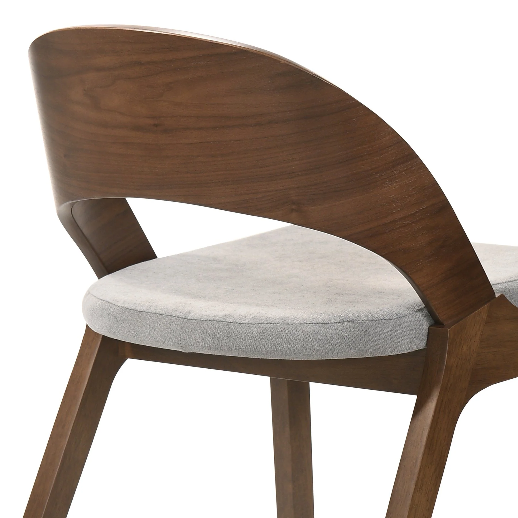 Polly Mid-Century Gray Upholstered Dining Chairs in Walnut Finish - Set of 2 - Image 6
