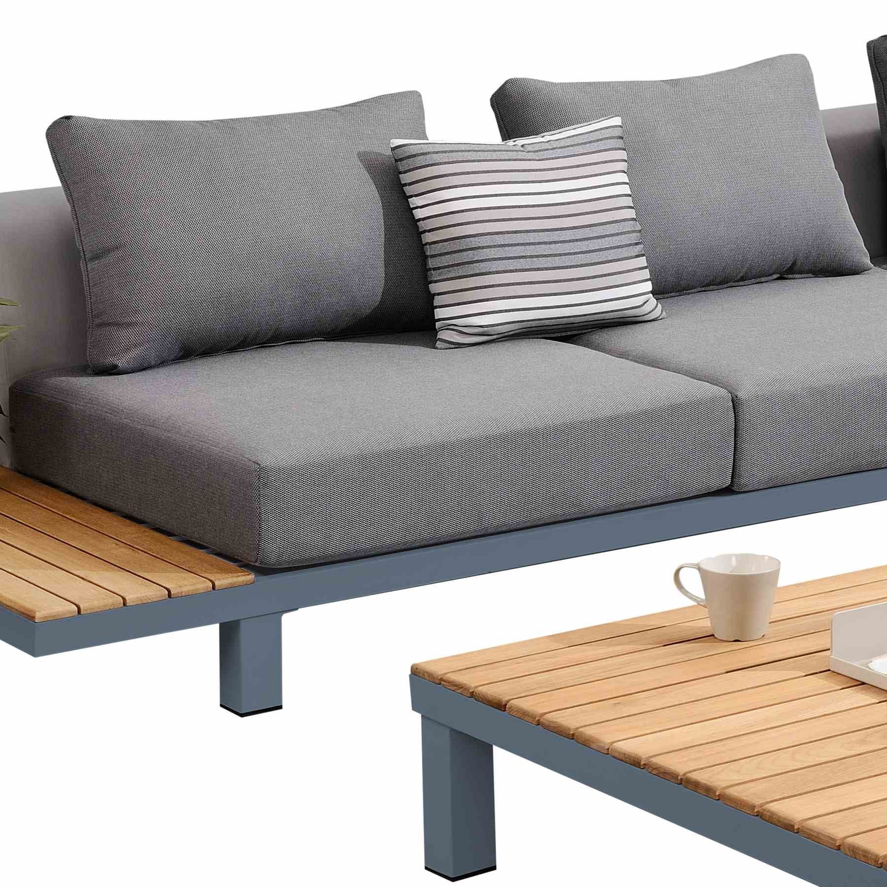 Polo Aluminum and Teak Wood Outdoor Coffee Table in Gray - Image 3