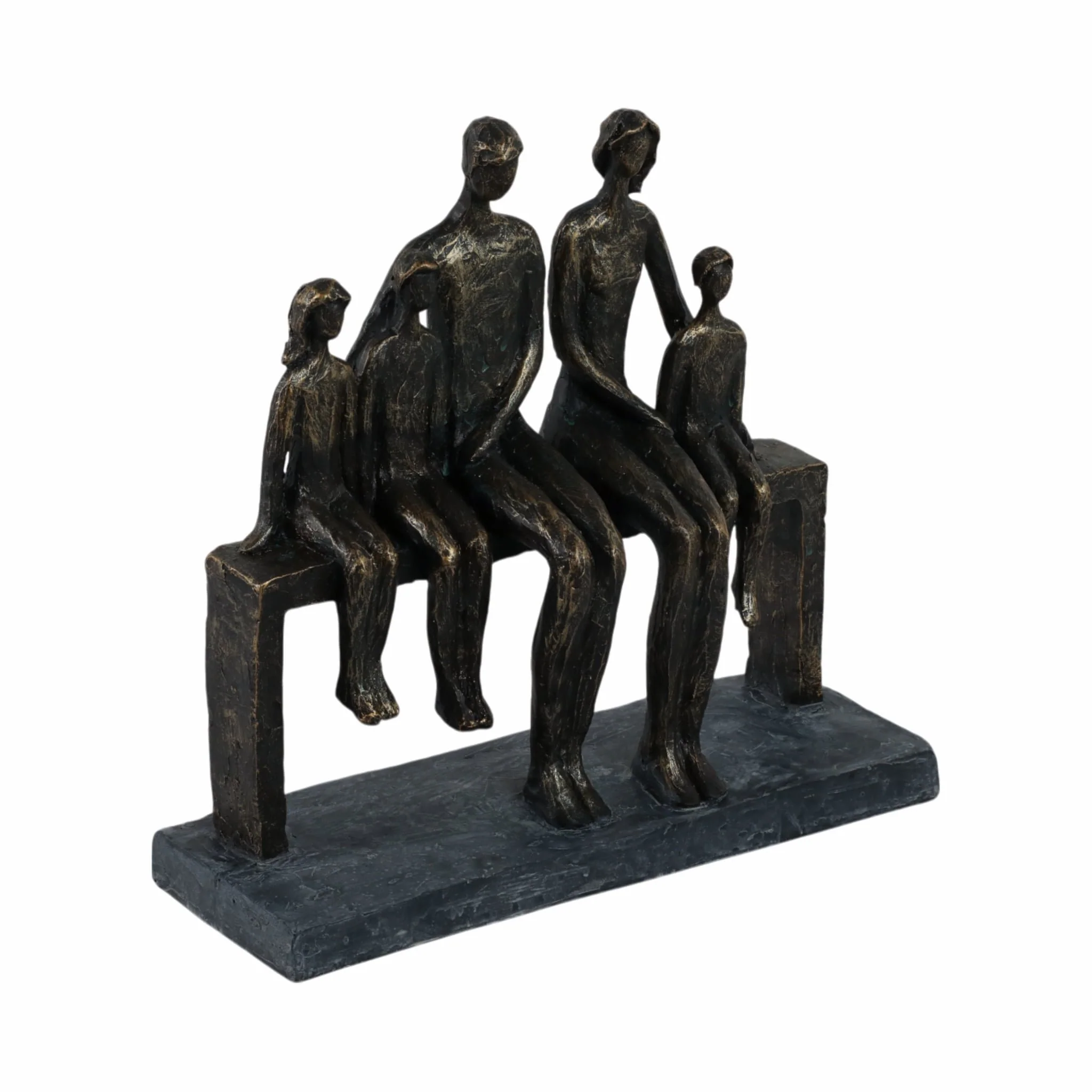 polyresin 10" Family Sculpture, Bronze - Image 2