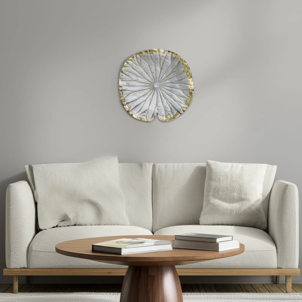 Polyresin 19" Lotus Wall Decor, Silver/gold - Image 6