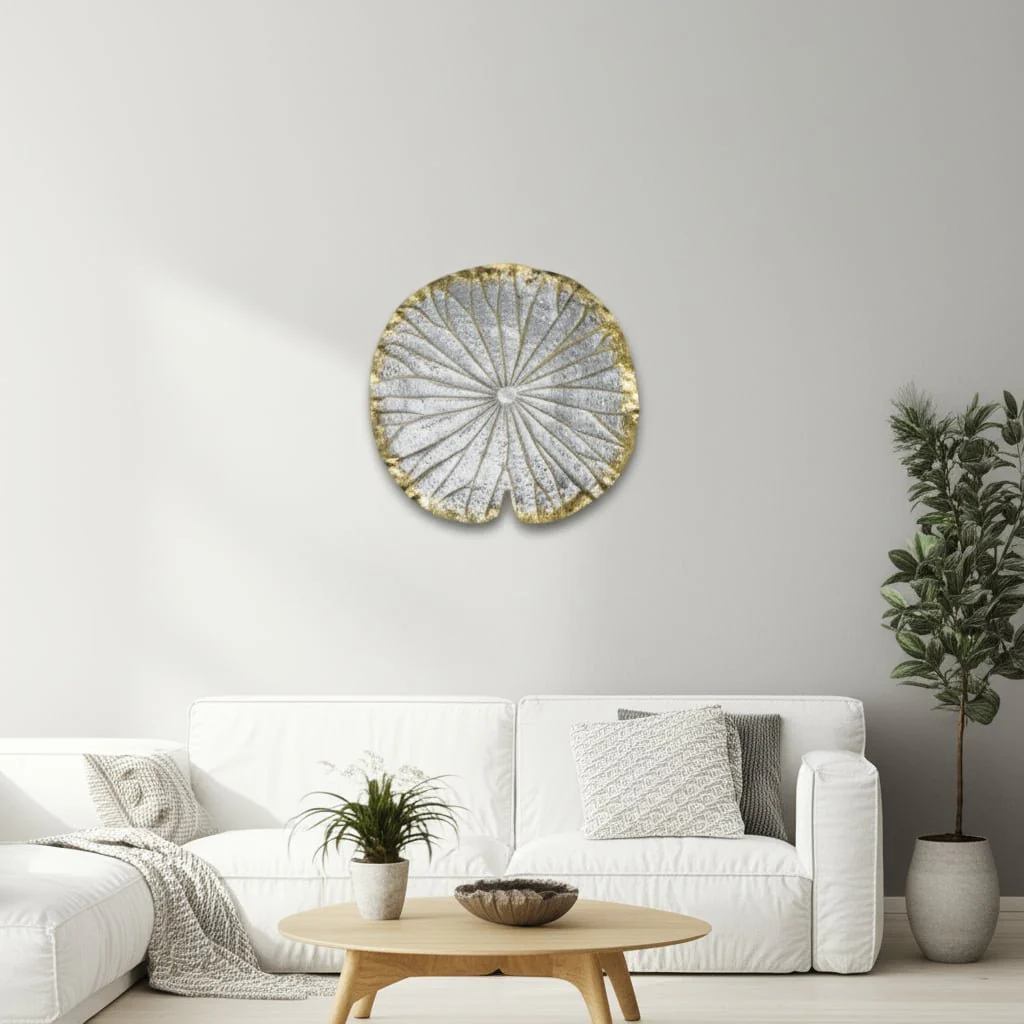 Polyresin 19" Lotus Wall Decor, Silver/gold - Image 7