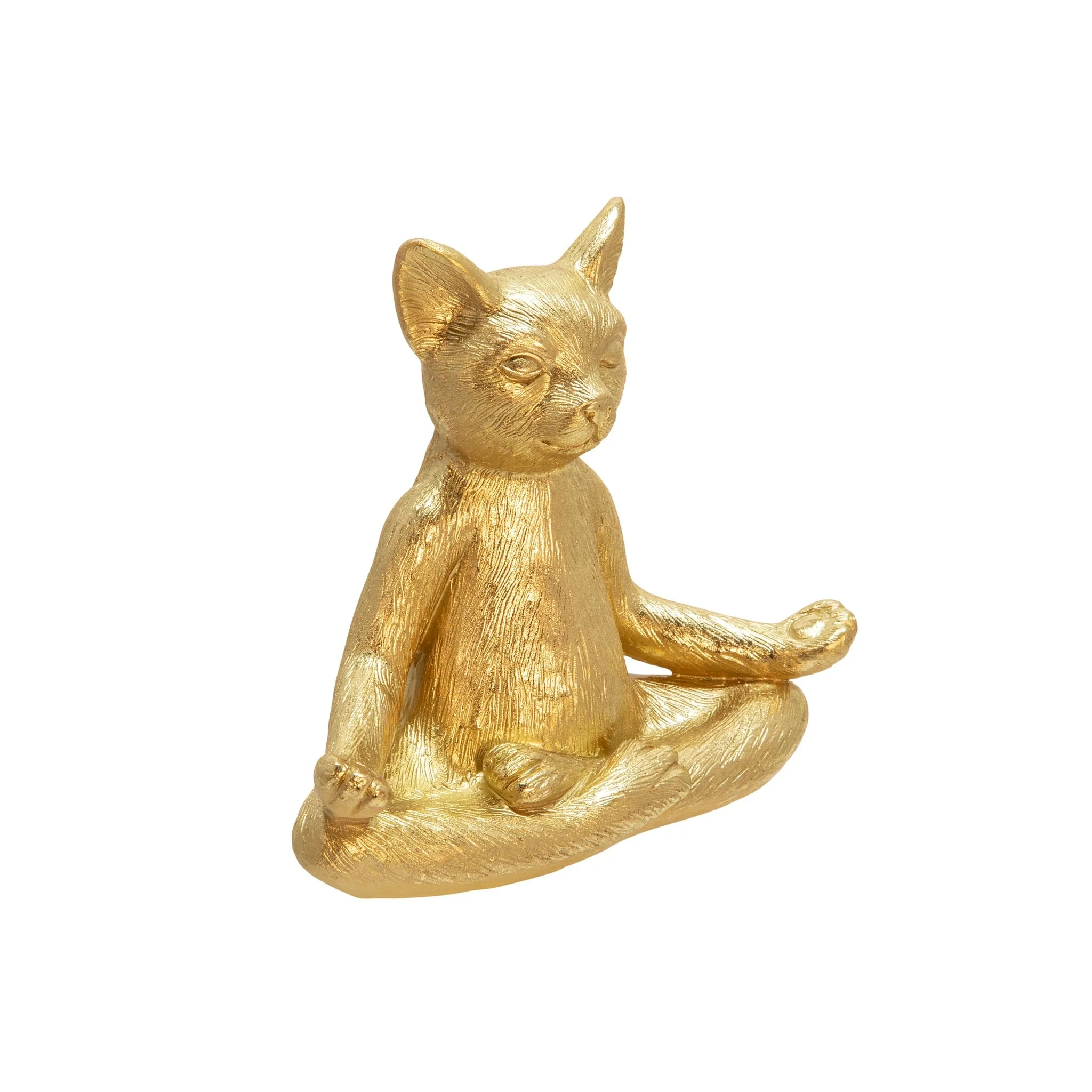 Polyresin, 7" Yoga Cat, Gold - Image 2