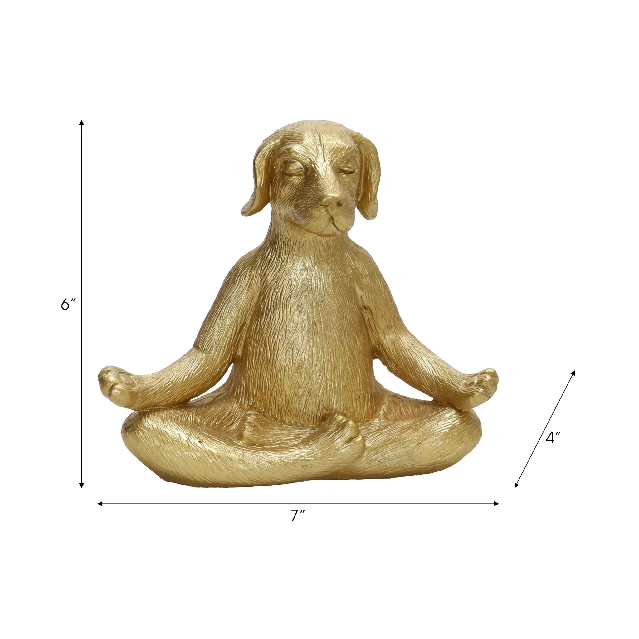 Polyresin 7" Yoga Dog, Gold - Image 8