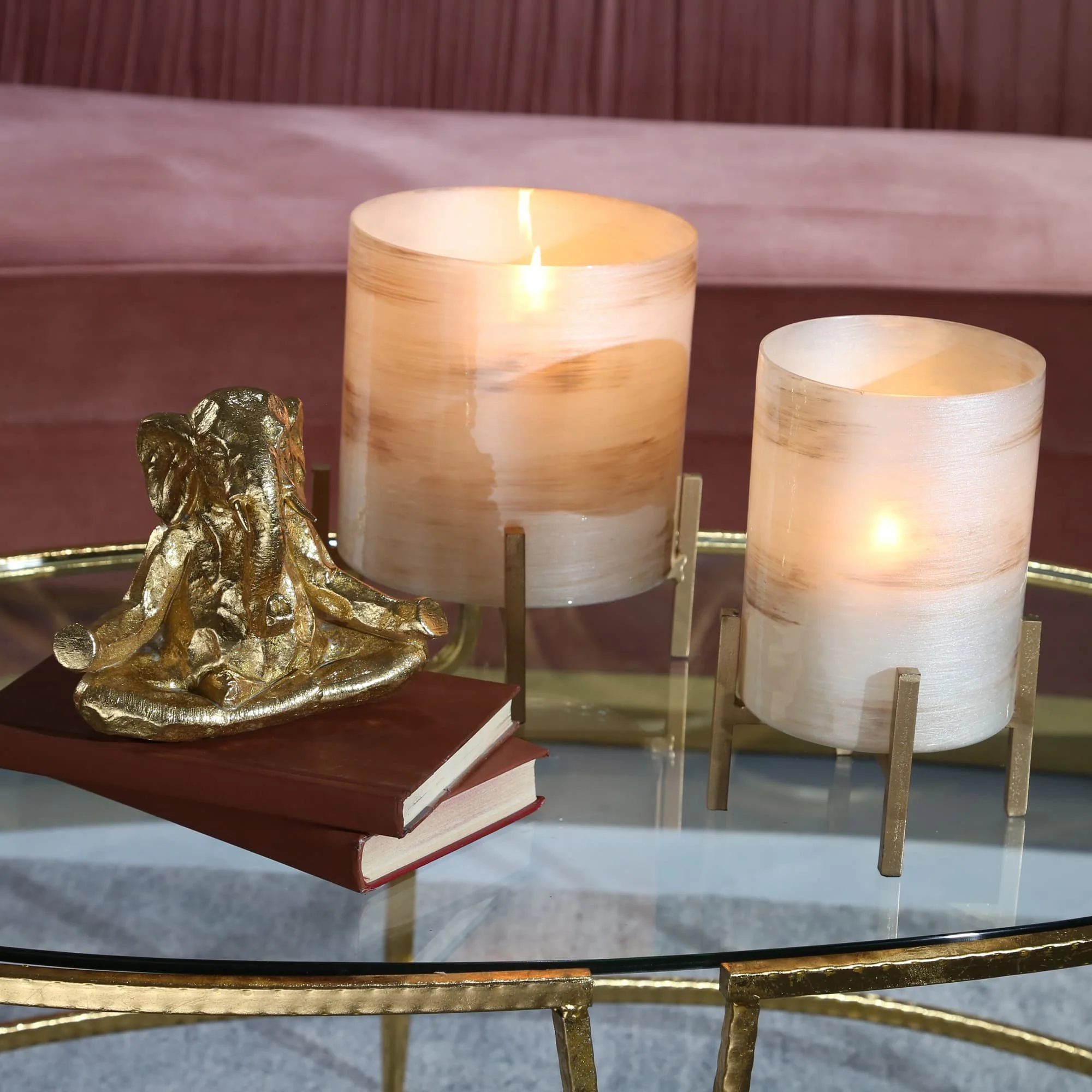 Polyresin 8" Meditating Elephant, Gold - Image 11