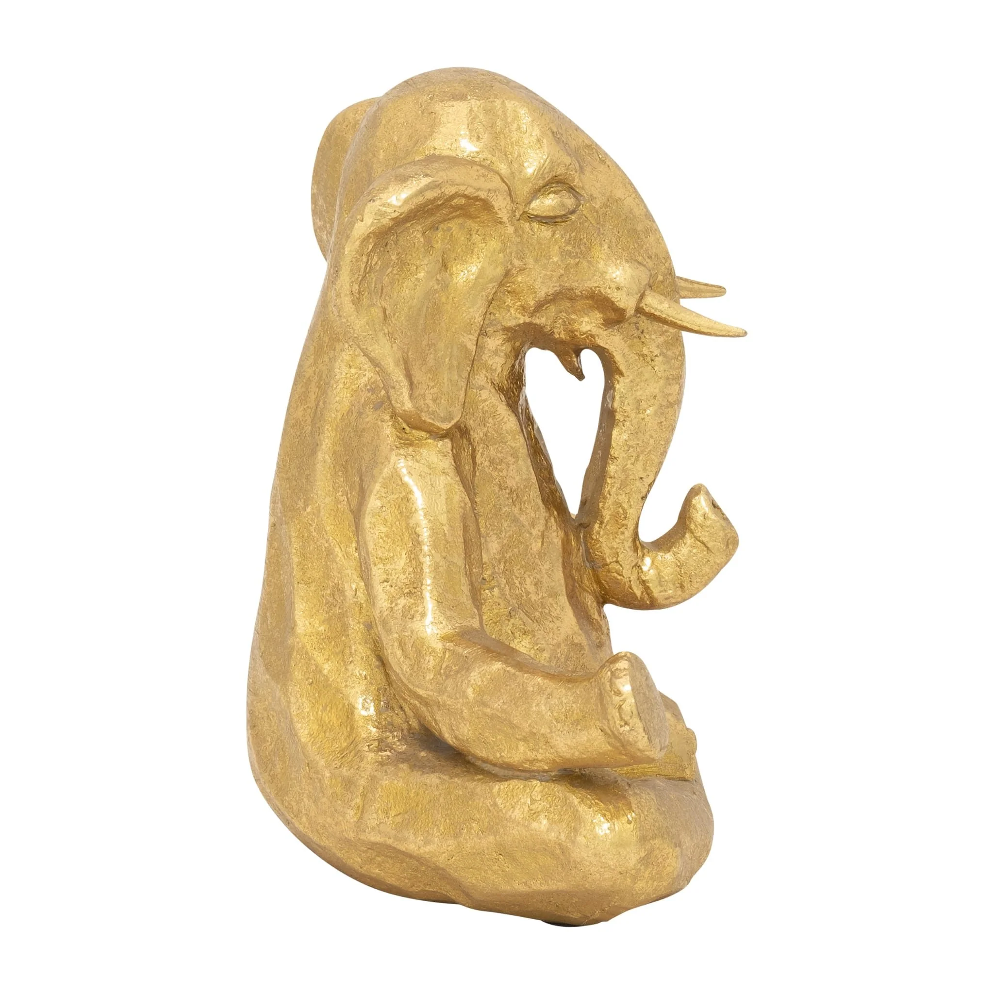 Polyresin 8" Meditating Elephant, Gold - Image 3
