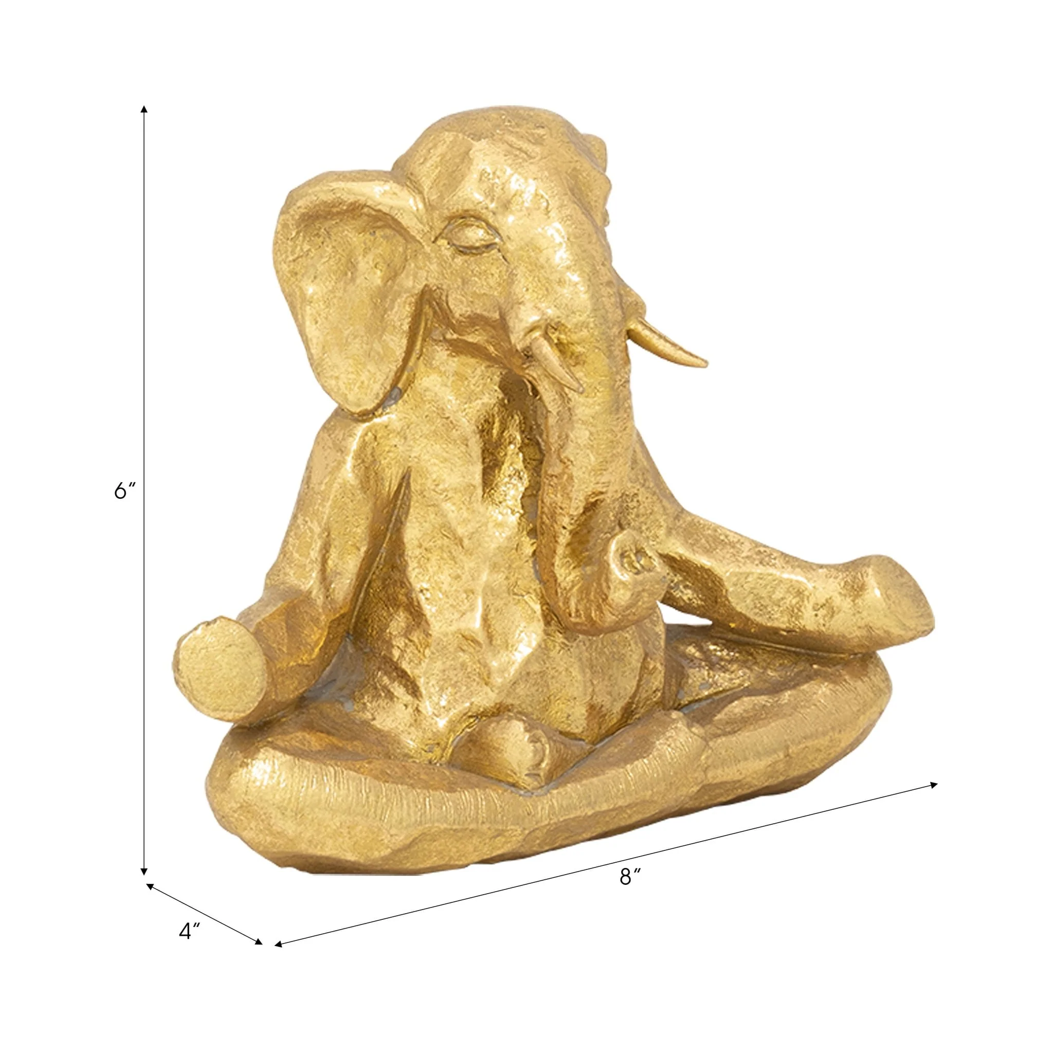 Polyresin 8" Meditating Elephant, Gold - Image 8
