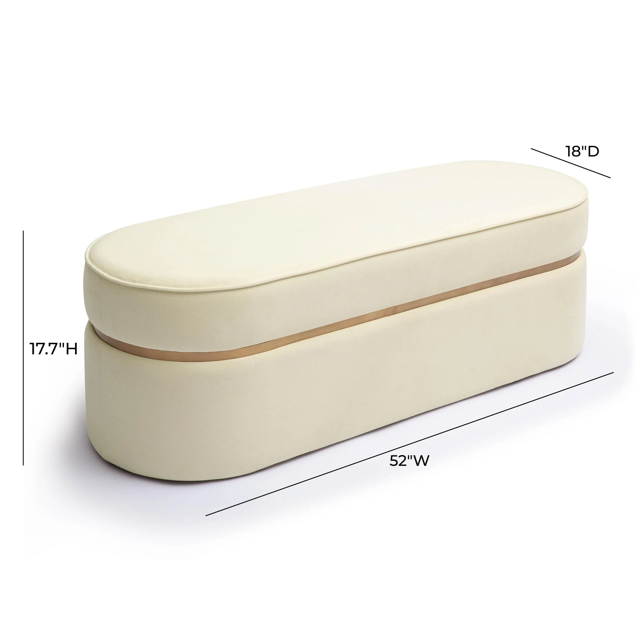 Pomp Cream Velvet Bench - Image 6