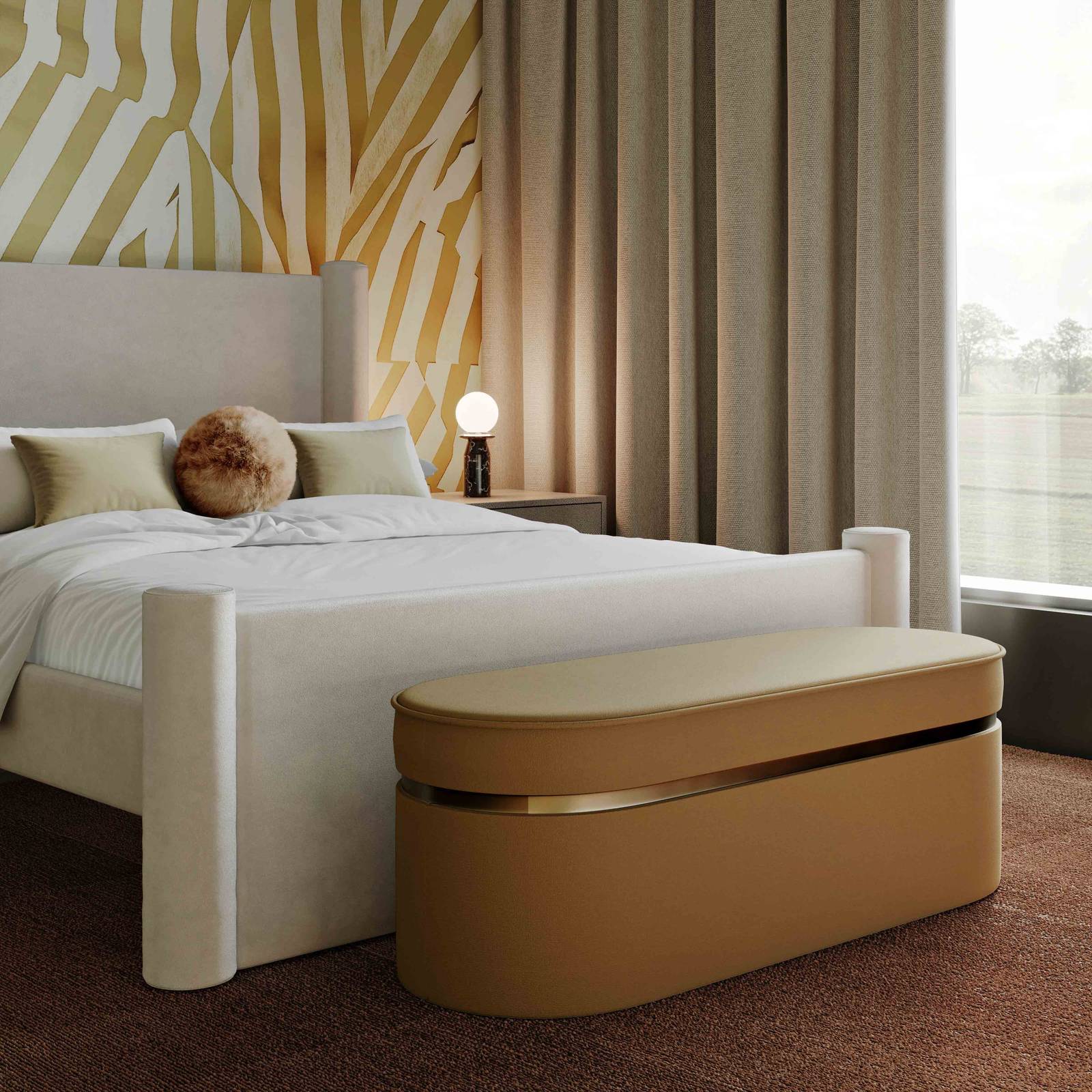 Pomp Honey Velvet Bench - Image 2